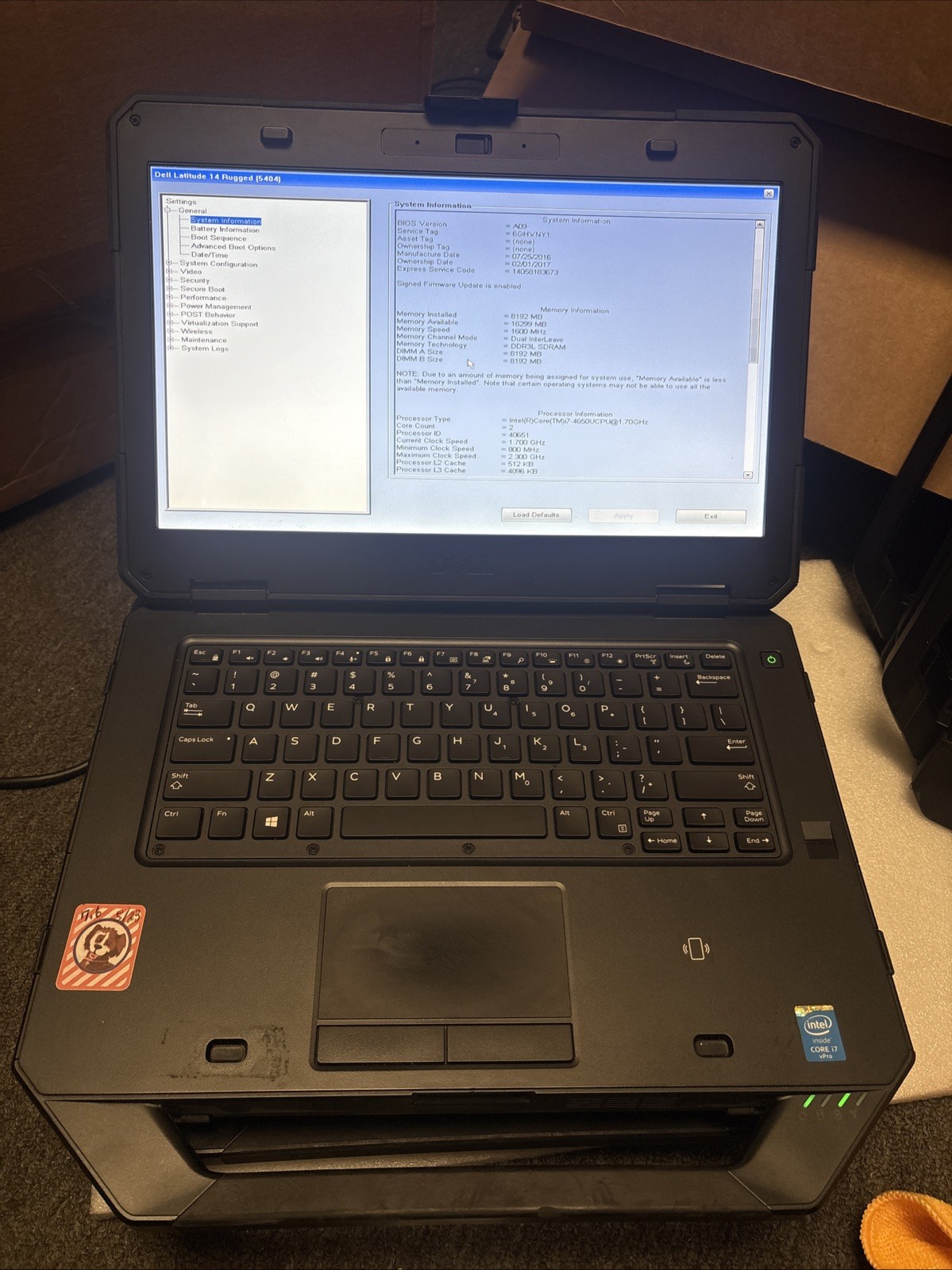 Dell 5404 Rugged i7-4650U@1.7GHz No SSD 8GB Ram With Dell 240w Adapter Q4