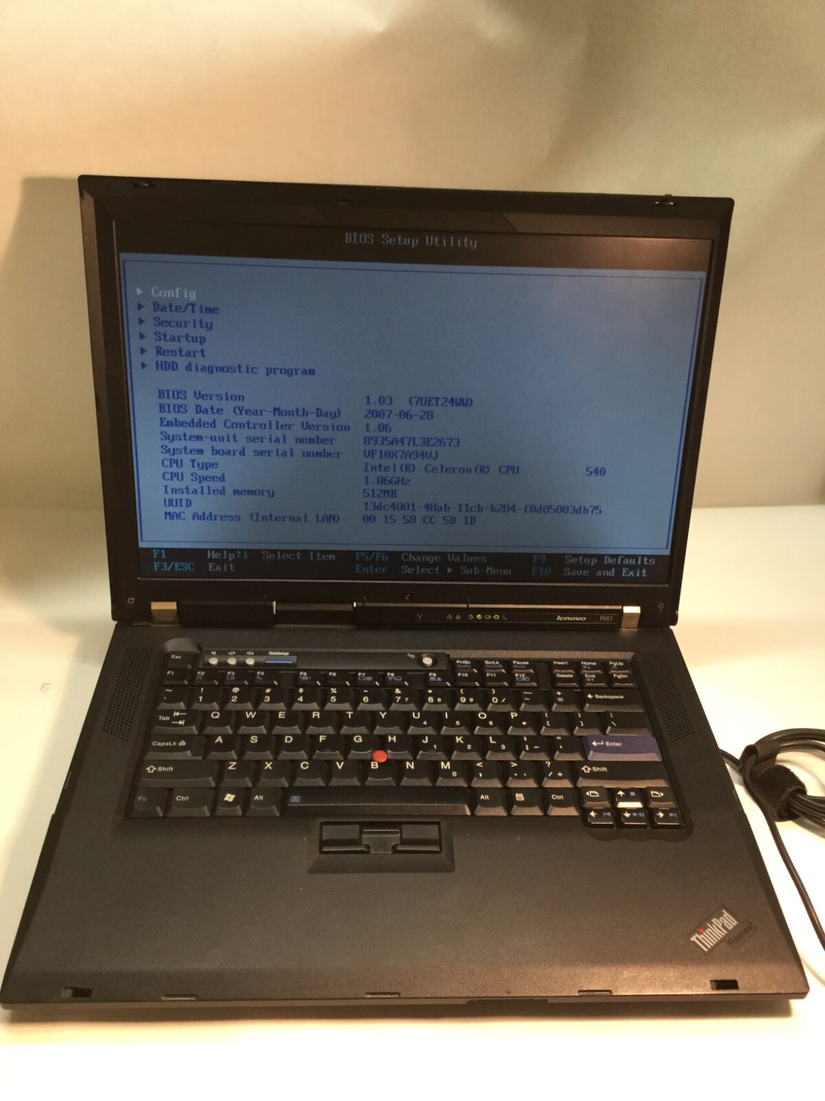 LOT OF 6 Lenovo ThinkPad R61 15″ Laptop Intel Celeron – BOOT TO BIOS – MZ