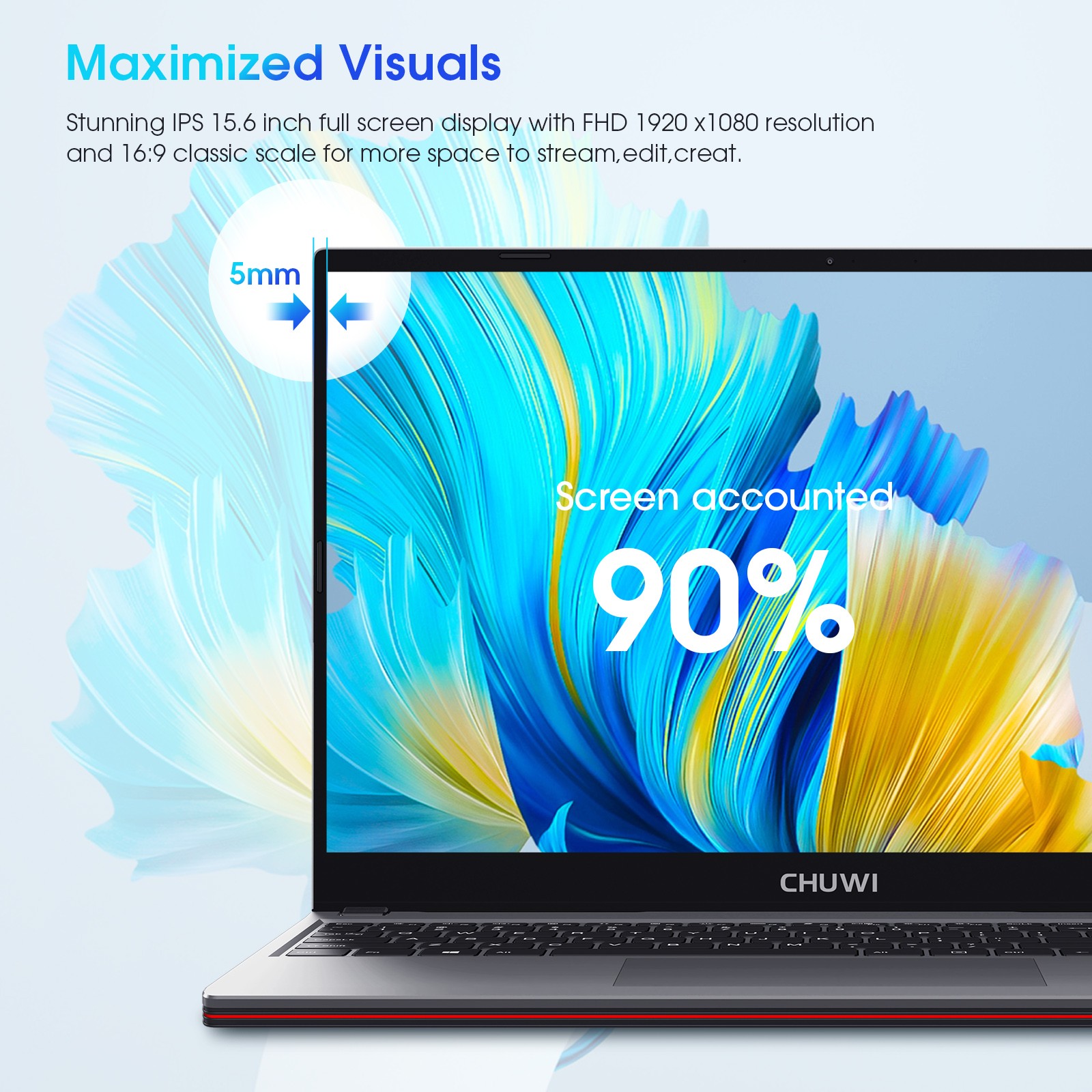 CHUWI 15.6″ Laptop Intel Celeron N5100 4GB RAM 128GB SSD Windows 10 HD Display