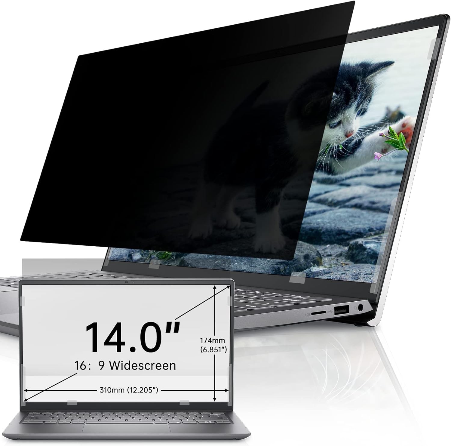 Laptop Privacy Screen 14 Inch, 16:9 Aspect, Compatible with HP, Dell, Acer, Asus