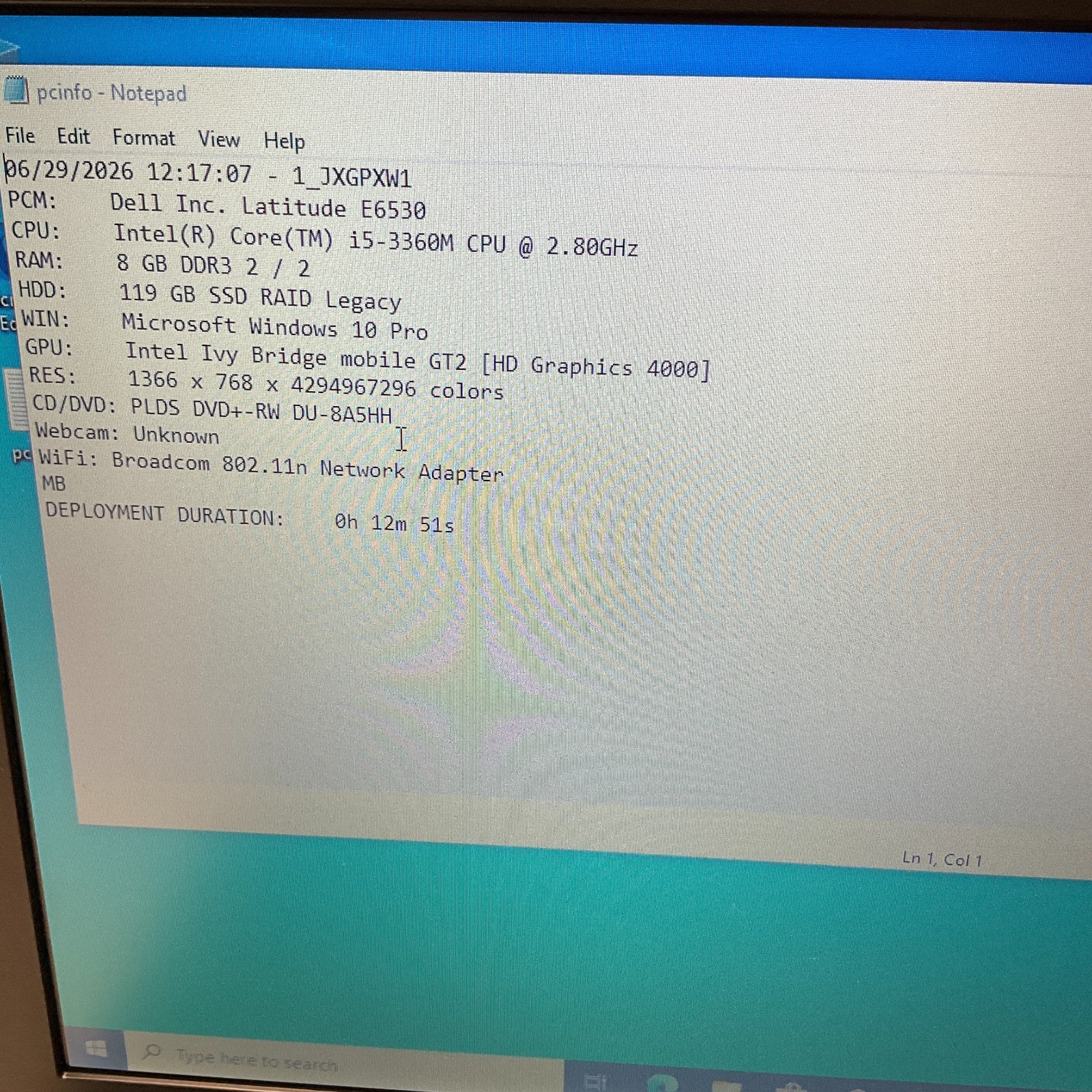 Dell Latitude E6530 Intel Core i5-3360M 2.80GHz 8GB 128GB SSD Win 10 Pro NO BATT