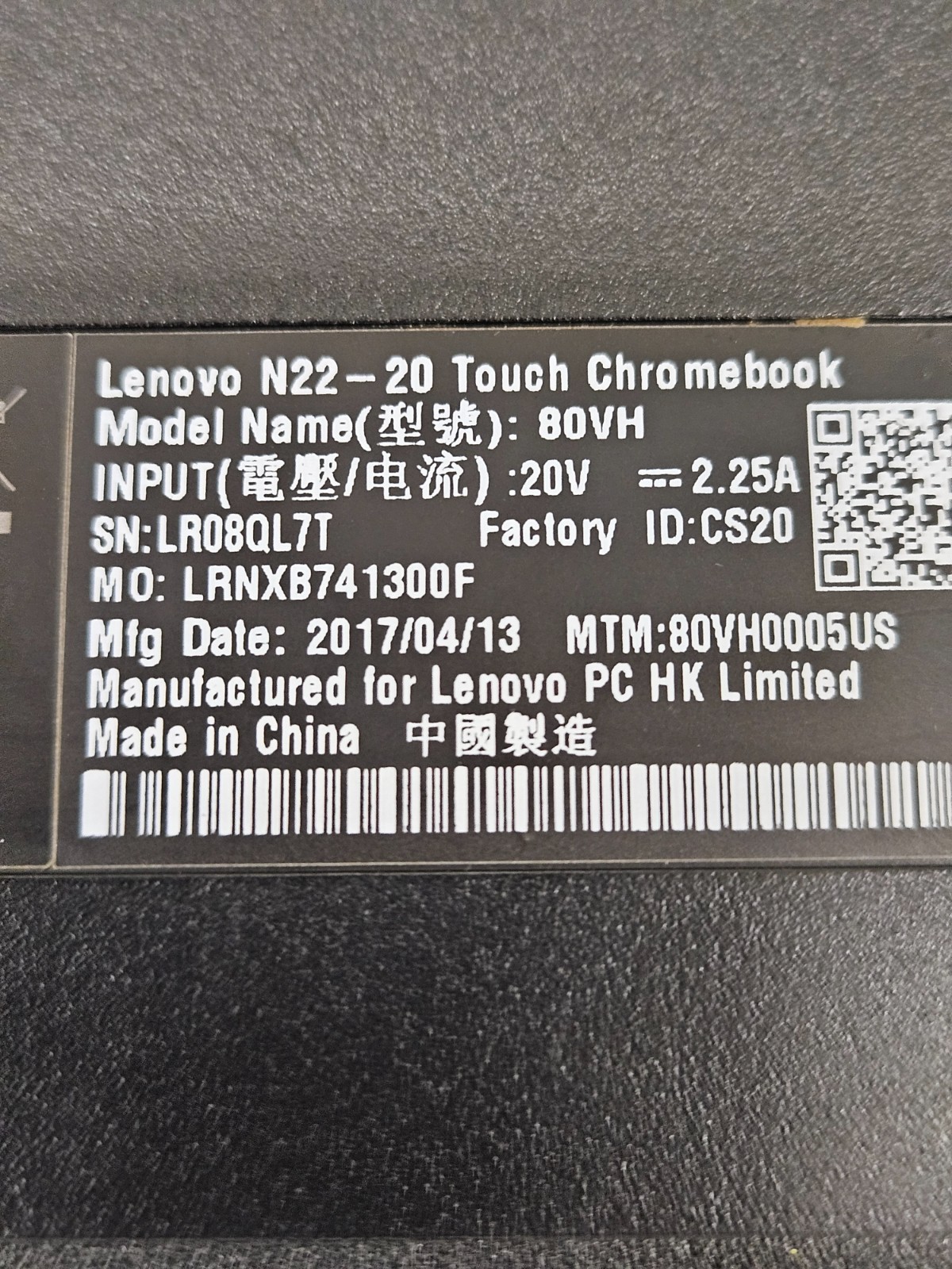 Lenovo N22-20 Chromebook Laptop 80SF 11.6″ Screen – Built-in Webcam | FOR PARTS