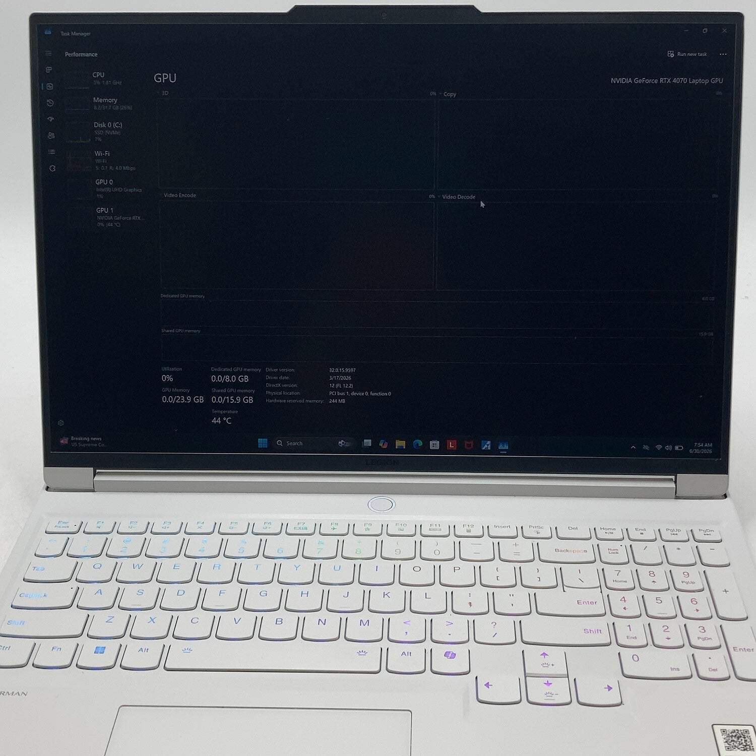 Legion 7i Gen 9 16″ I9-14900HX 2.2GHz 32GB RAM 1TB SSD GeForce RTX 4070