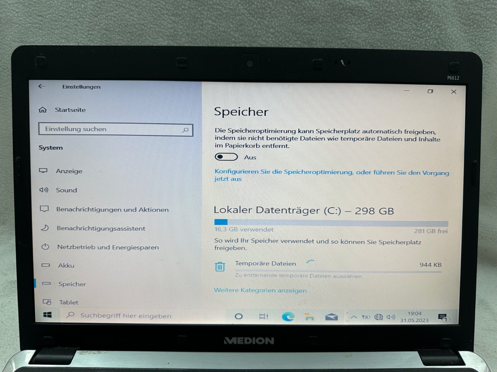 Notebook – Medion Akoya P6612 Intel Duo Core T7350 2.0GHz 320GB HDD 4GB RAM
