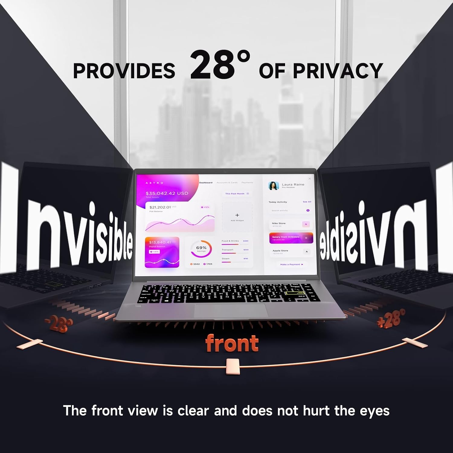 14 Inch Laptop Privacy Screen for Lenovo/HP Envy/Dell/Acer/Asus/Thinkpad, 16:9