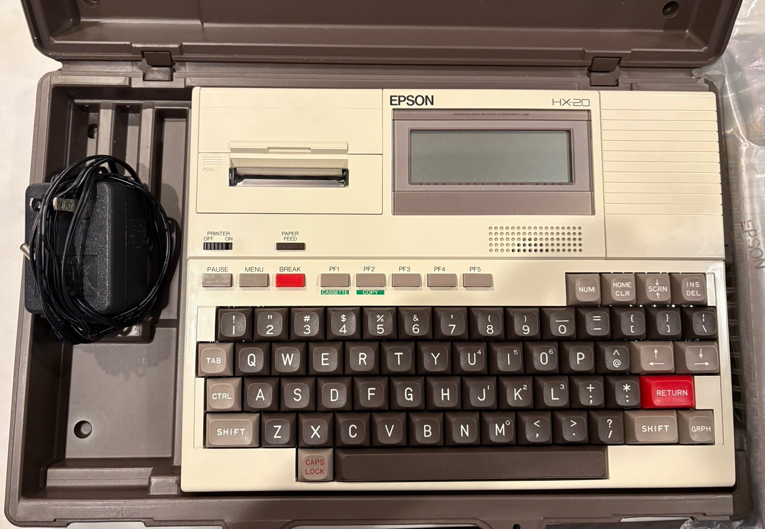RARE FUNCTIONAL – EPSON HX-20 Vintage Notebook Computer w/ Case & Manuals