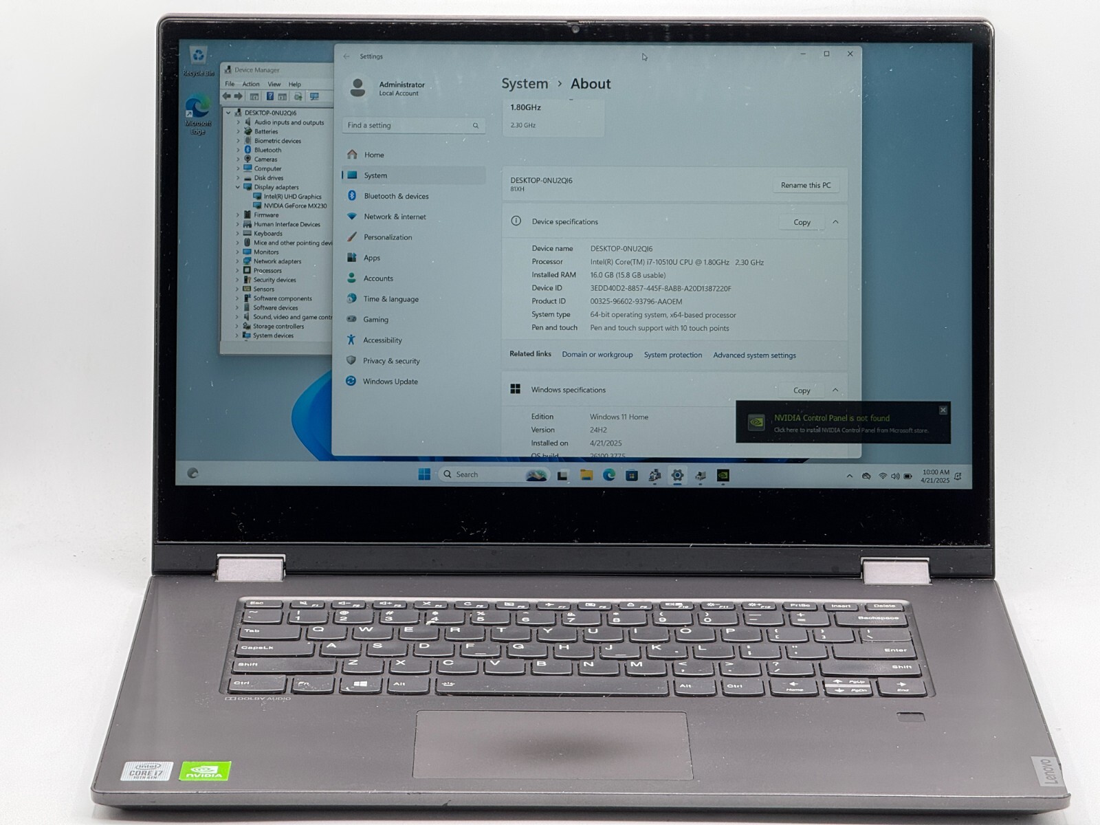 LENOVO IDEAPAD FLEX-15IML 81XH 15.6″ i7-10510U 16GB RAM 500GB SSD WIN11 HOME