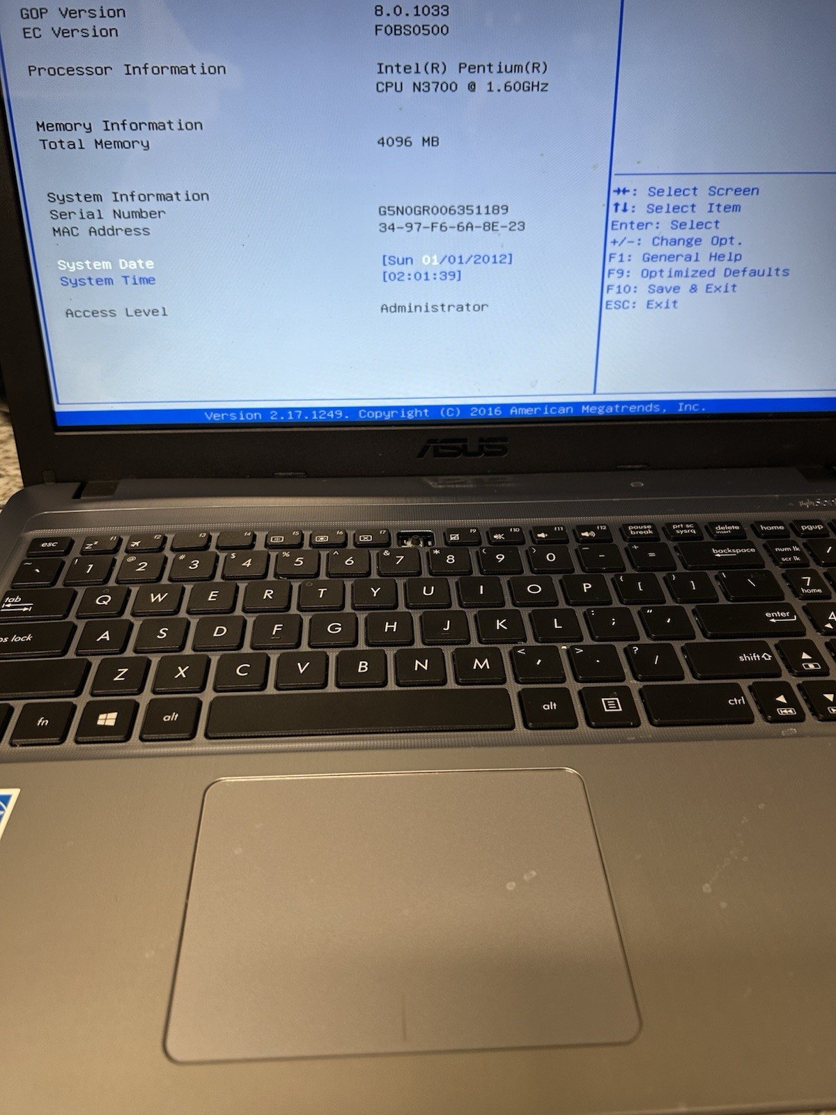 ASUS X540S Intel Pentium Laptop-Parts Repair Only! Case /Charger Included