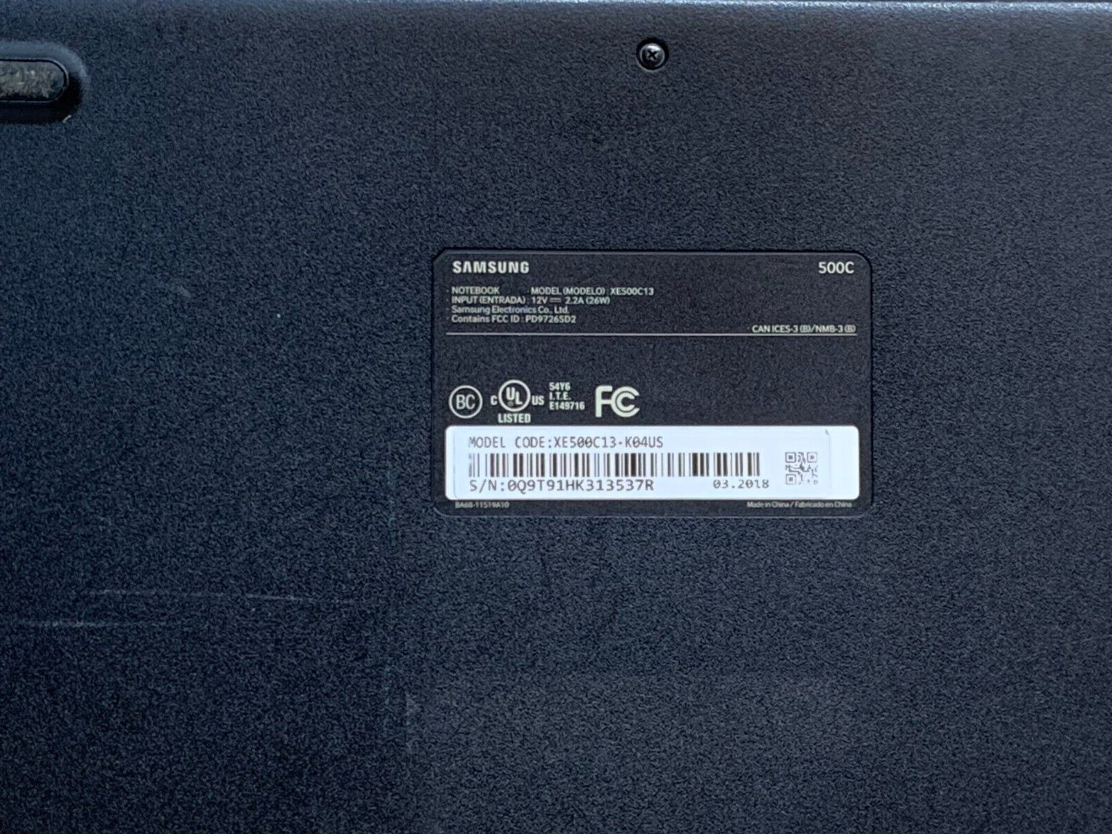 Samsung Chromebook 3 ‎XE500C13 11.6” (16GB SSD Intel Celeron N3050 1.6GHz)