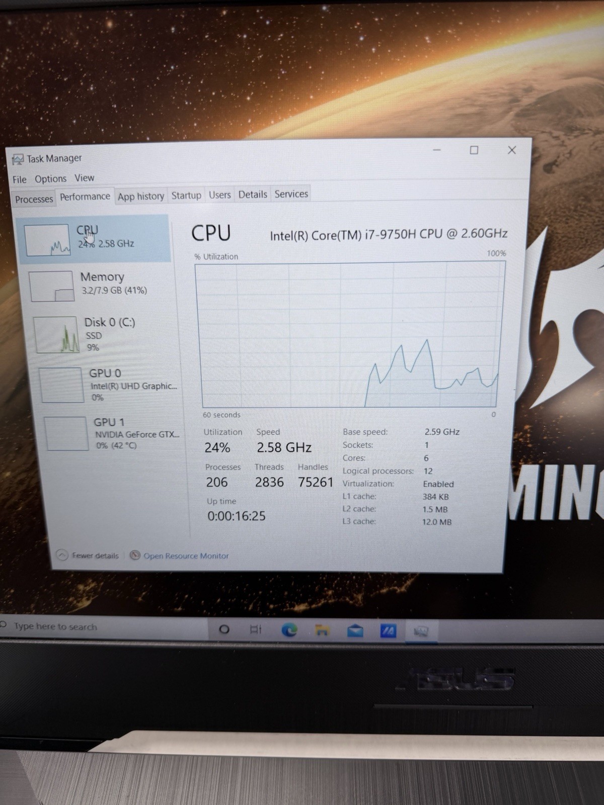 ASUS TUF FX505G 15.6 inch Intel Core i7 9th Gen 2.6GHz 8GB RAM 512 GB SSD (READ)