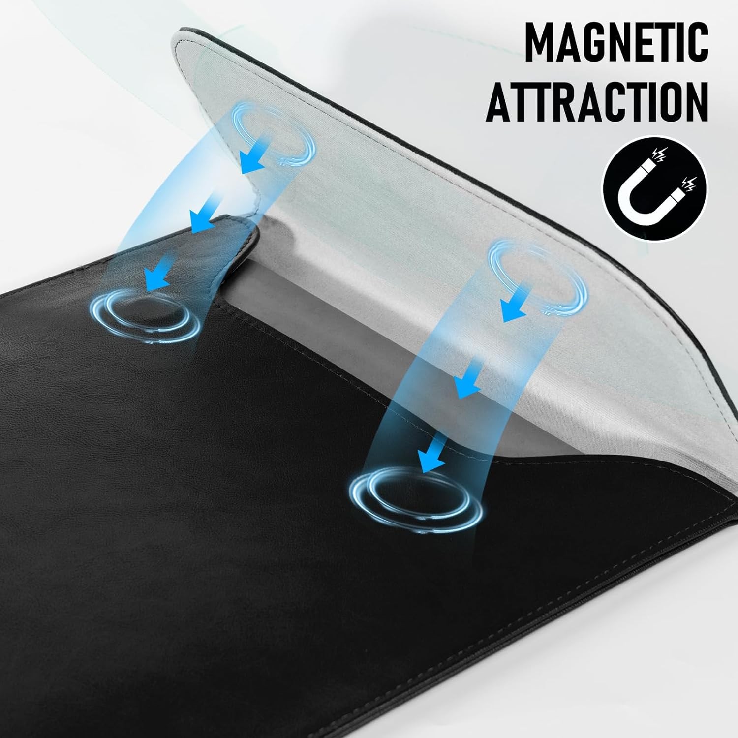 Black Waterproof PU Leather Laptop Sleeve for 15-16 inch MacBook Pro 2021-2026