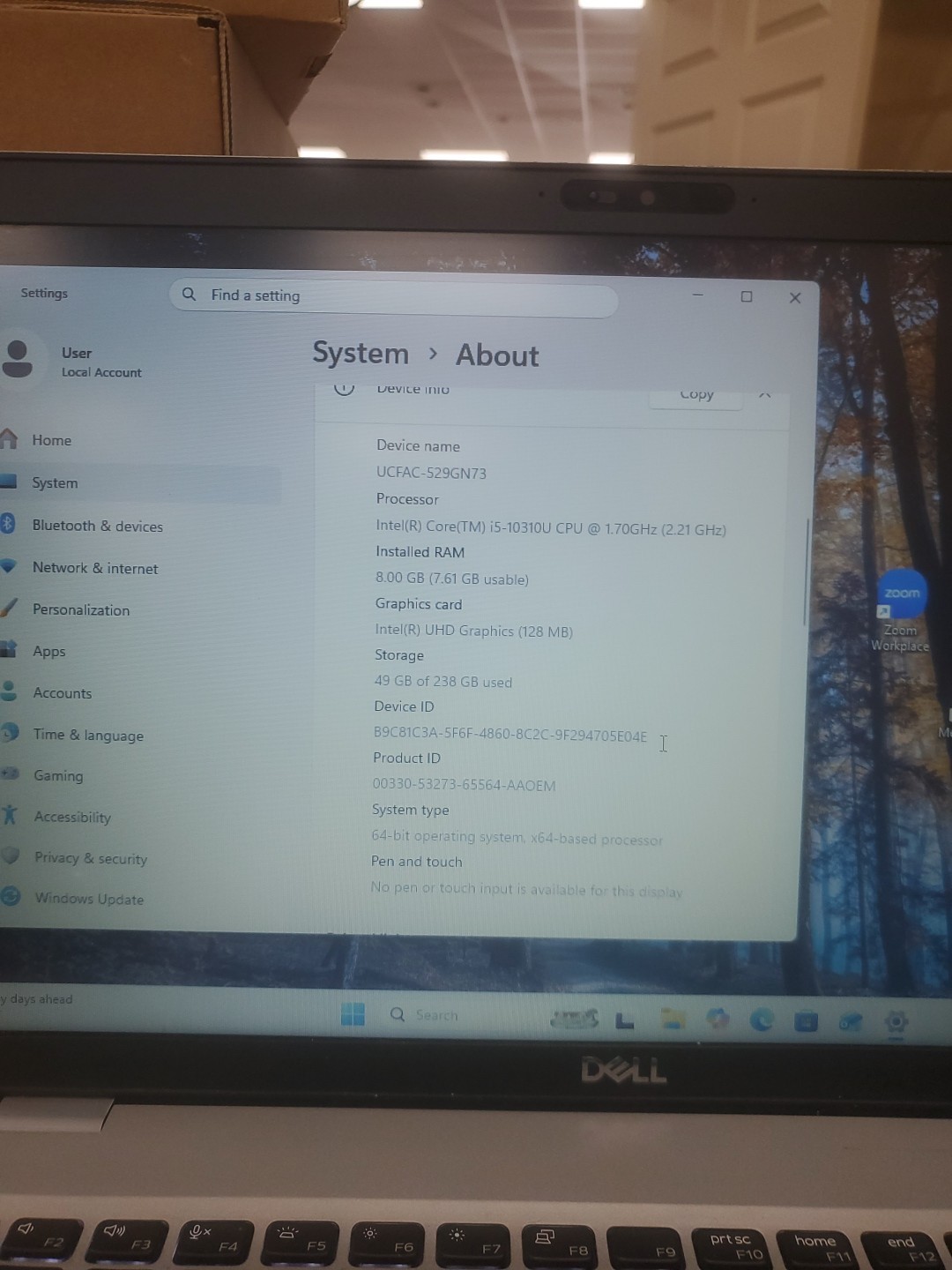 Dell Precision 3550 Laptop – i5-10310U 8GB 256GB SSD 15.6″ 051426-7