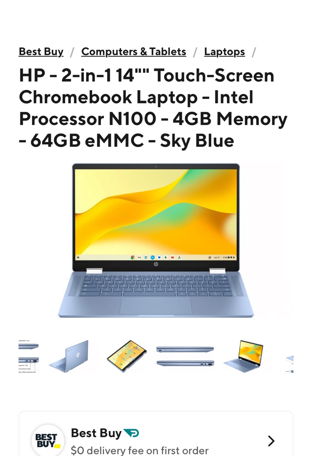 HP Chromebook 14a-ca0130wm 14″ (32GB eMMC, Intel Celeron N4020, 1.10 GHz,…