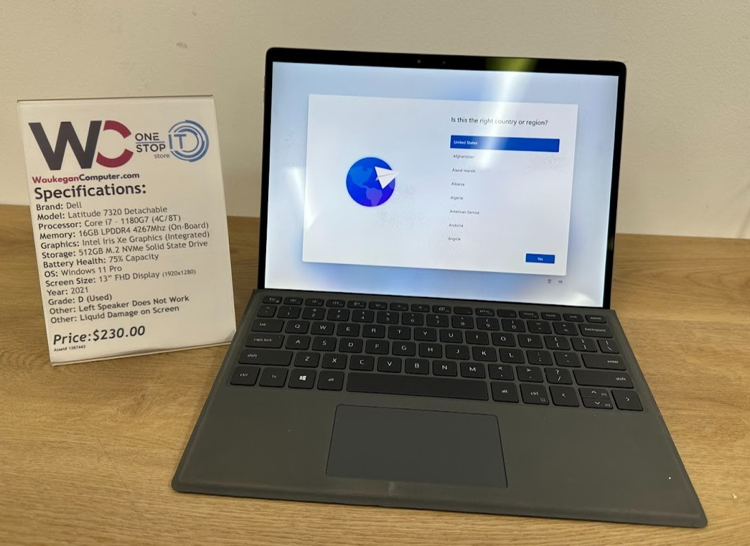 Dell Latitude 7320 Detachable Core i7 1180G7 16GB LPDDR4 Intel Iris Xe 512GB SSD