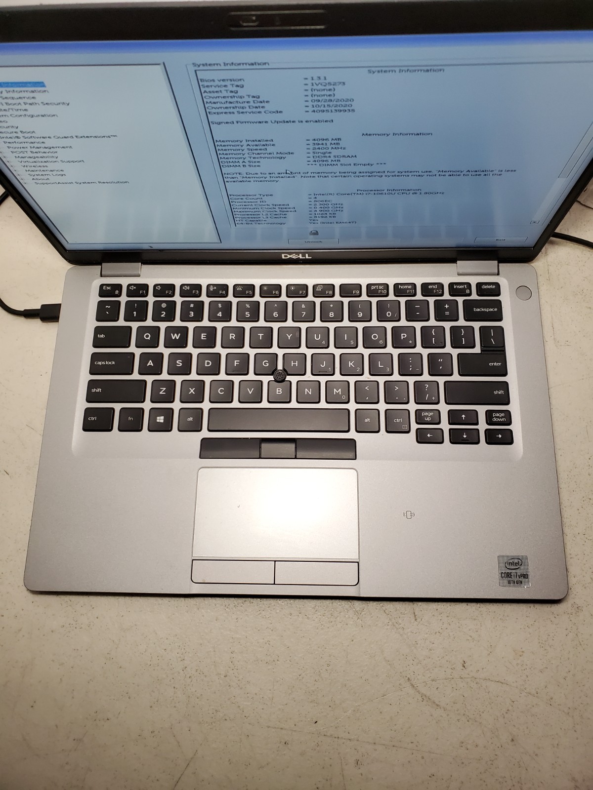 Dell Latitude 5410 14″ i7-10610u 1.6GHz 4GB RAM No SSD/OS! BIOS PW! READ! #69