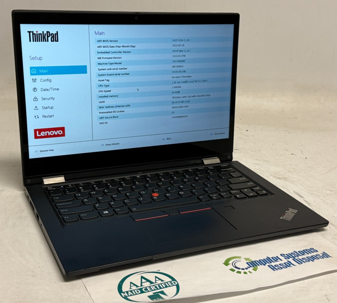 Lenovo ThinkPad L13 Yoga Gen 2 13.3″ (i5-1135G7 – 8GB RAM – 256GB SSD – Win11H)