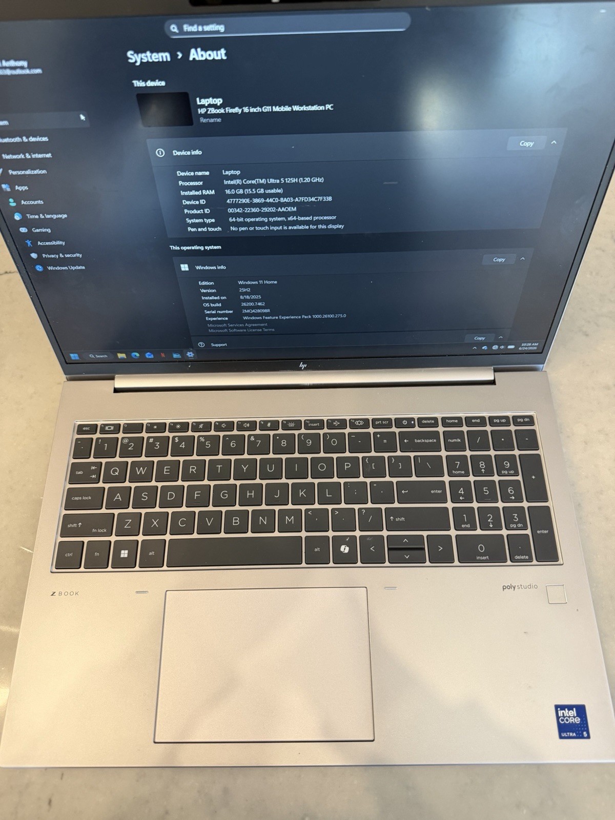 HP ZBook Firefly 16″/ G11 / Intel Core Ultra 5 125U / 16GB /512GB NVME/ 11 PRO