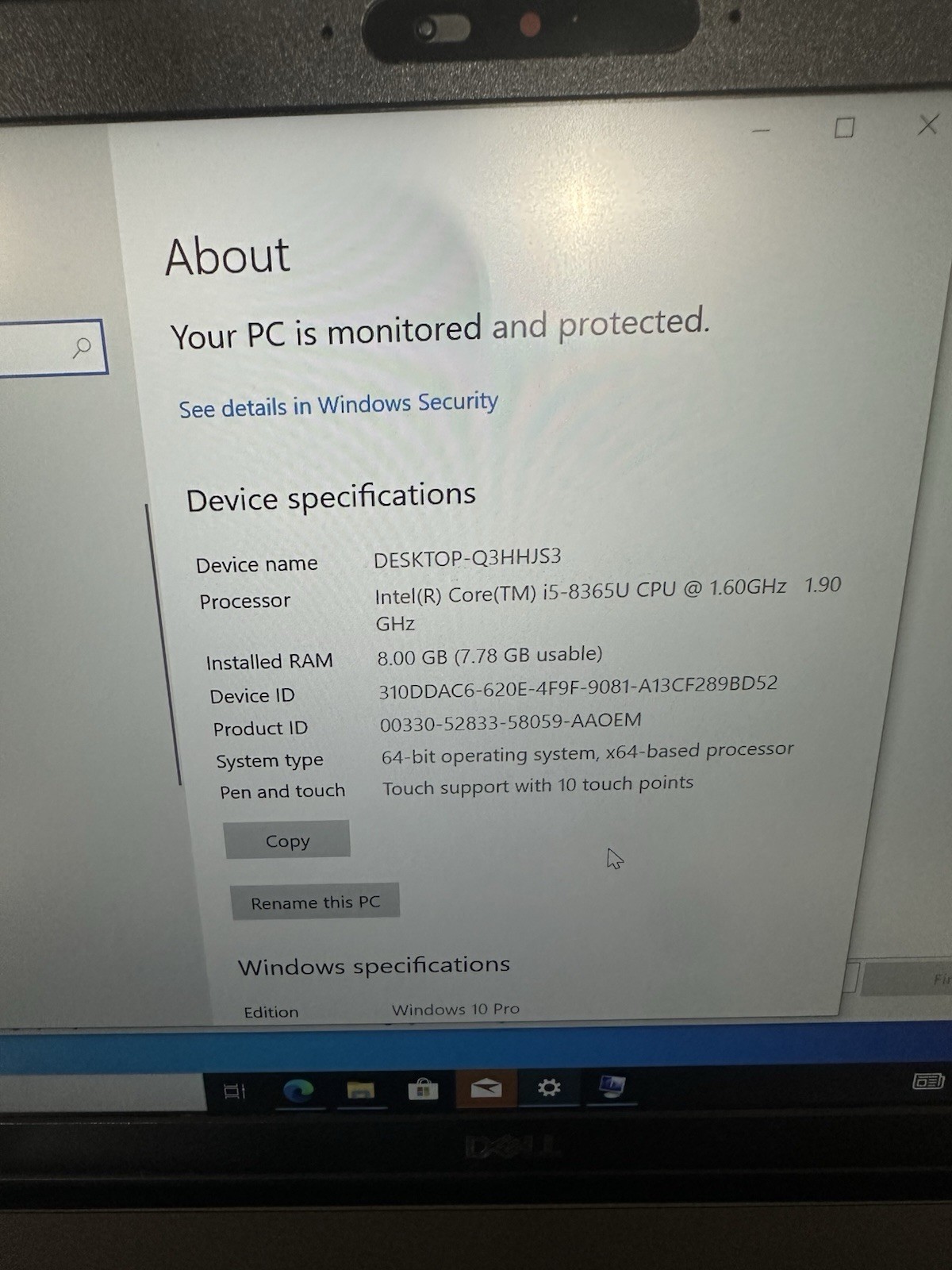 Dell Latitude 5300 13.3” Laptop i5-8365U 8GB RAM 128GB SSD Windows 10 Pro READ!