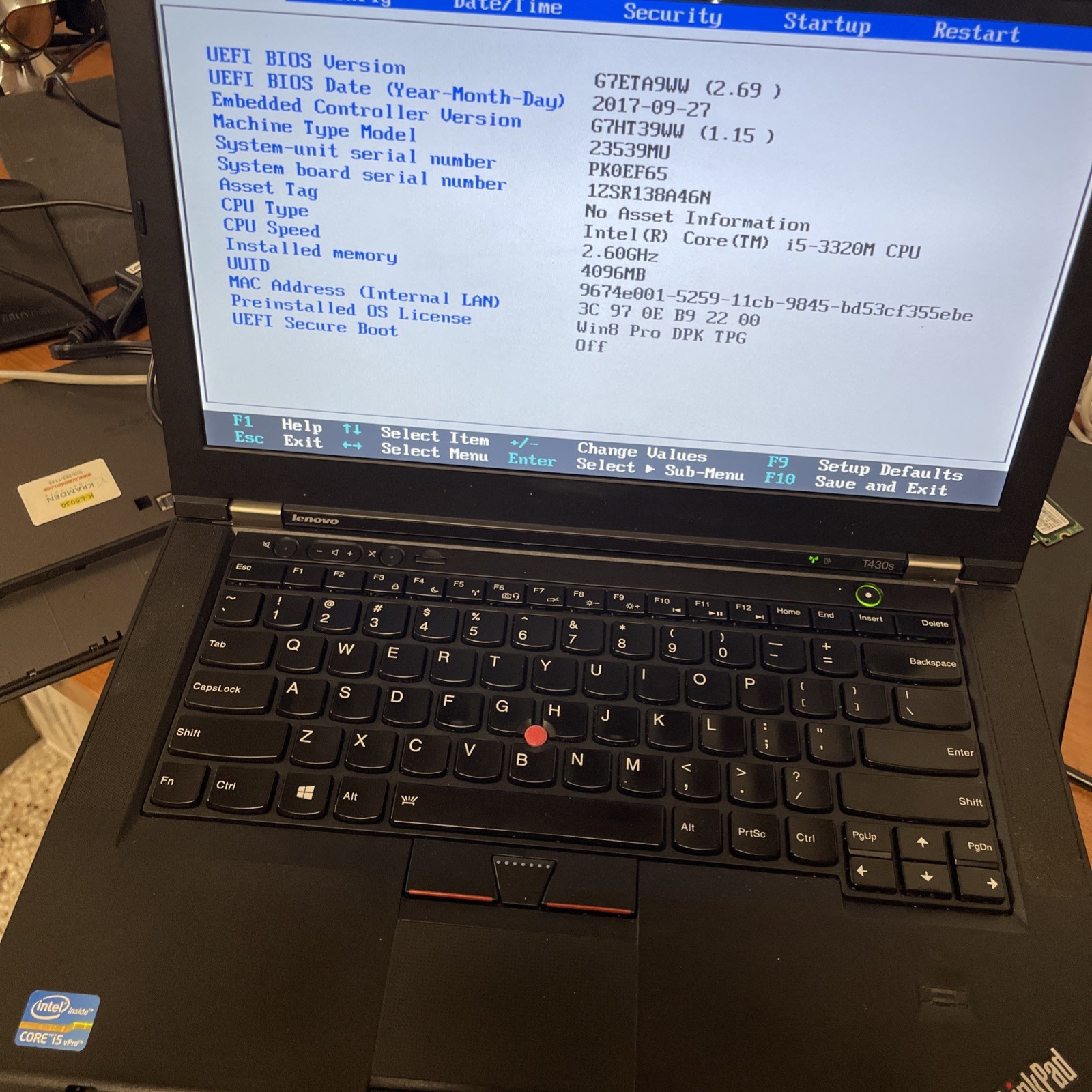 lenovo thinkpad T430s Intel Core I5-3320M 4GBRAM