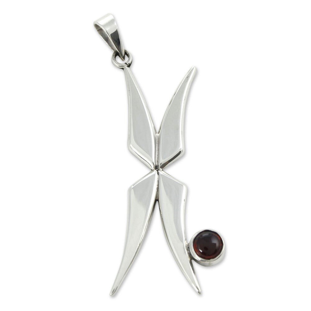Novica Handmade Sterling Silver ‘Fairy Wings’ Garnet Necklace – Made in Mexico