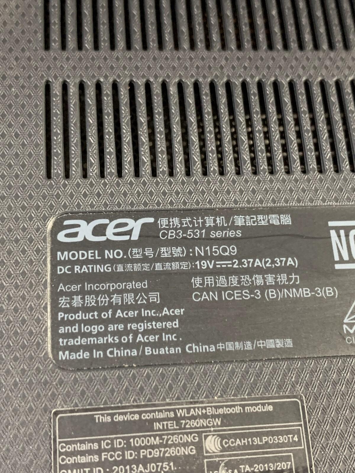 Acer Chromebook 15 CB3-531 Series N15Q9 Gray 15.6″ Display Laptop – For Parts
