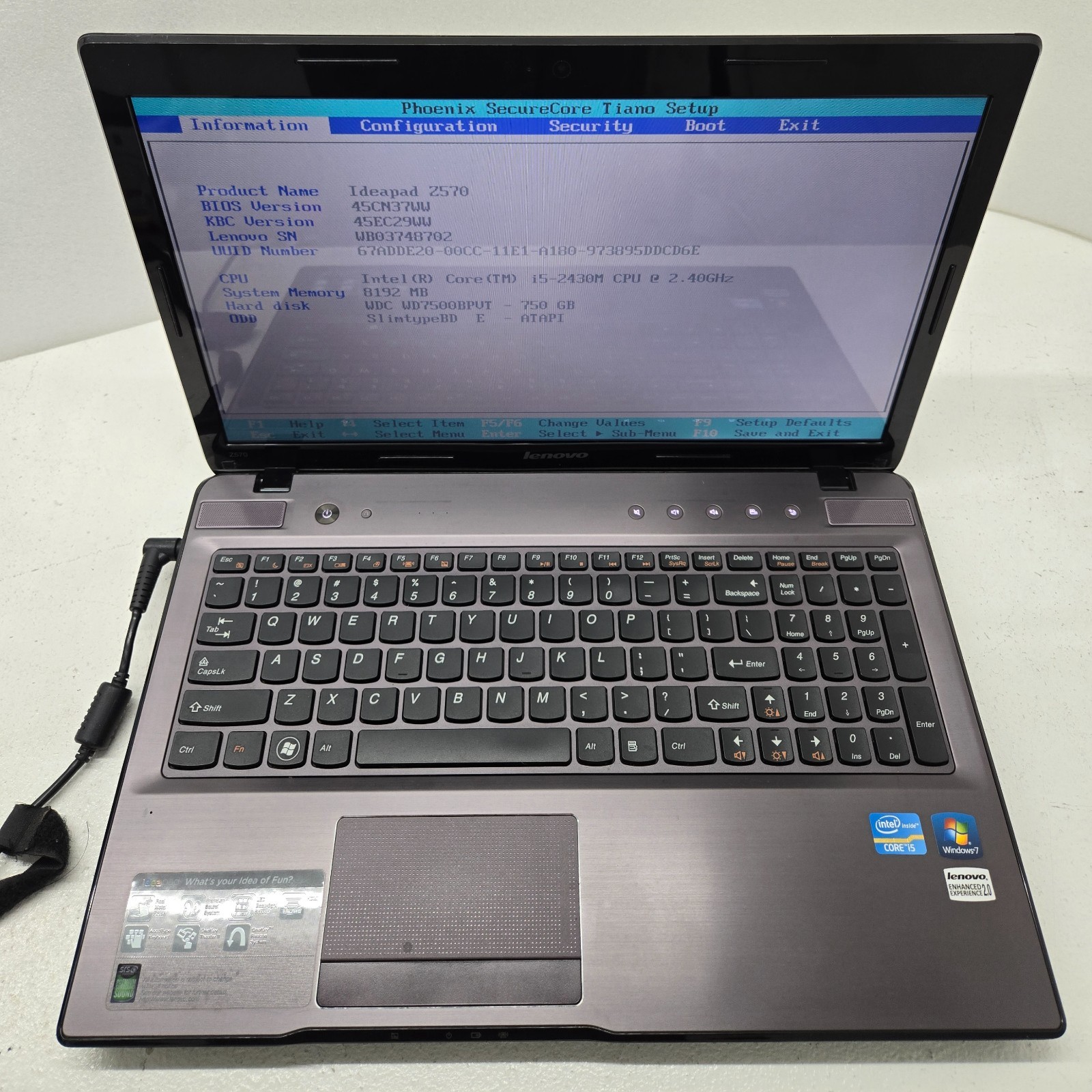 Lenovo ThinkPad Z570 15.6″ Laptop Intel i5 2430M 8GB 750GB HDD NO OS (FL)