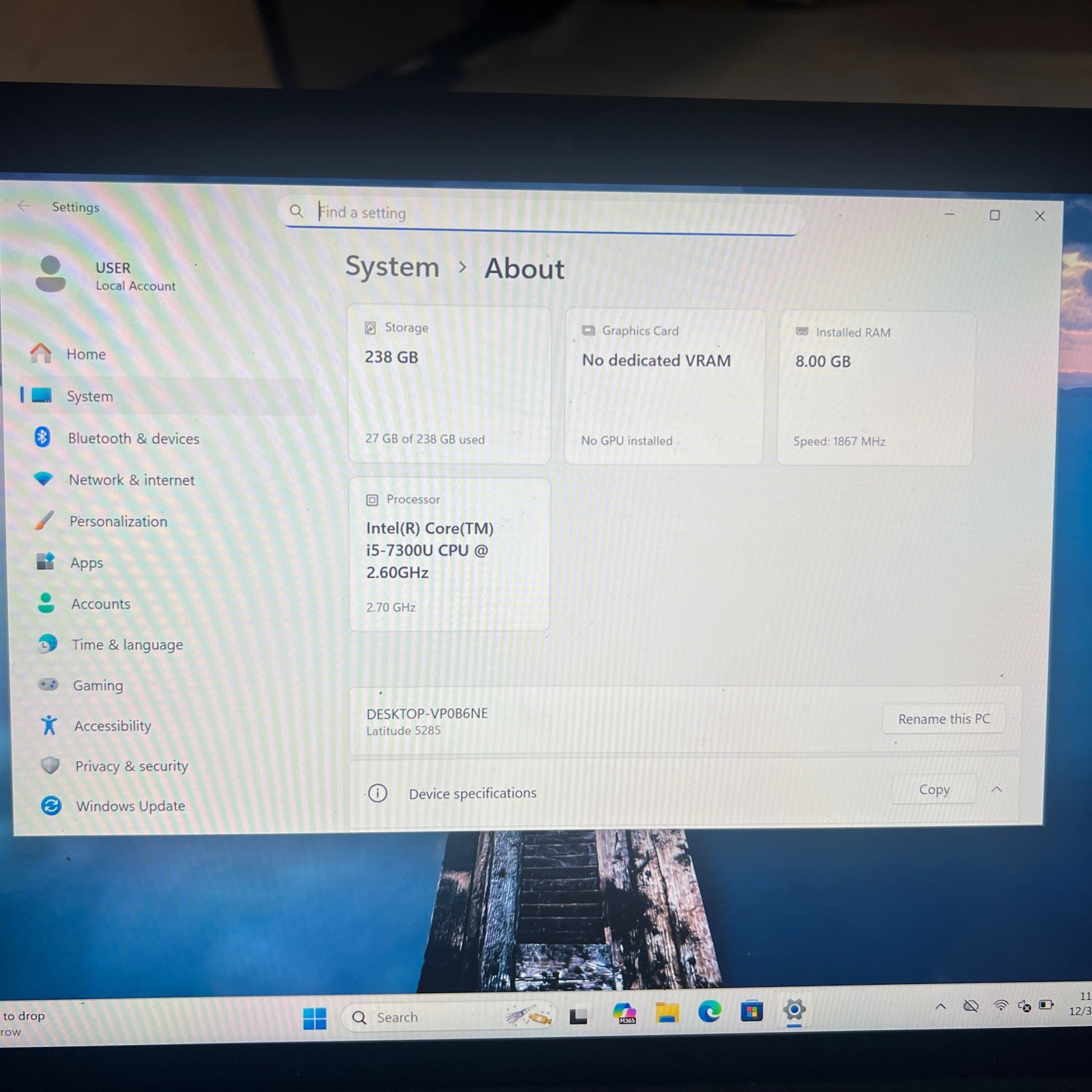 Dell Latitude 5285 2-in-1 Touchs Intel Core i5-7300U @ 2.60GHz 8GB RAM 256GB FS