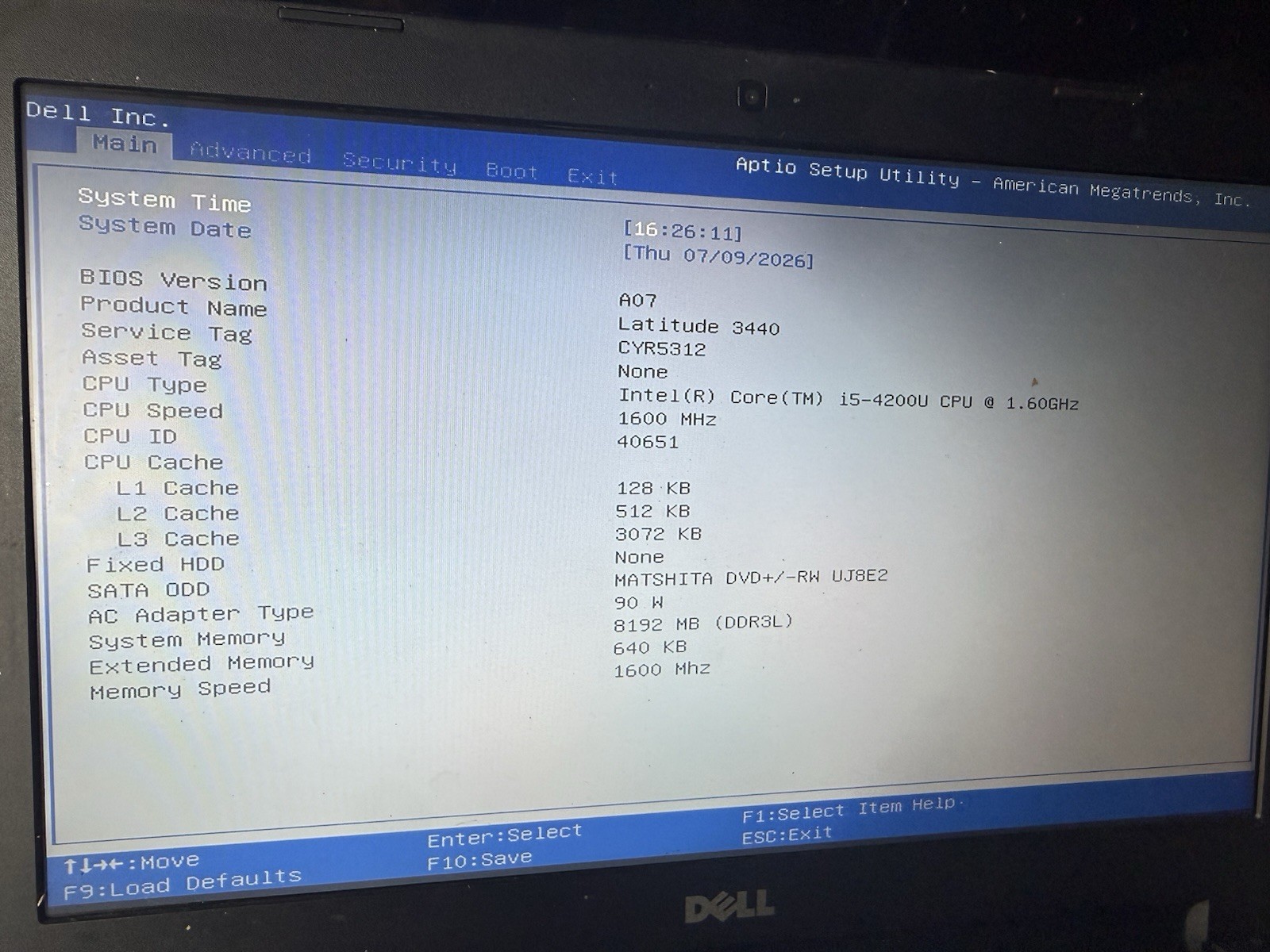 Dell Latitude 3440 Laptop 1.60GHz Core i5-4200U 8GB RAM No HDD Needs New Battery