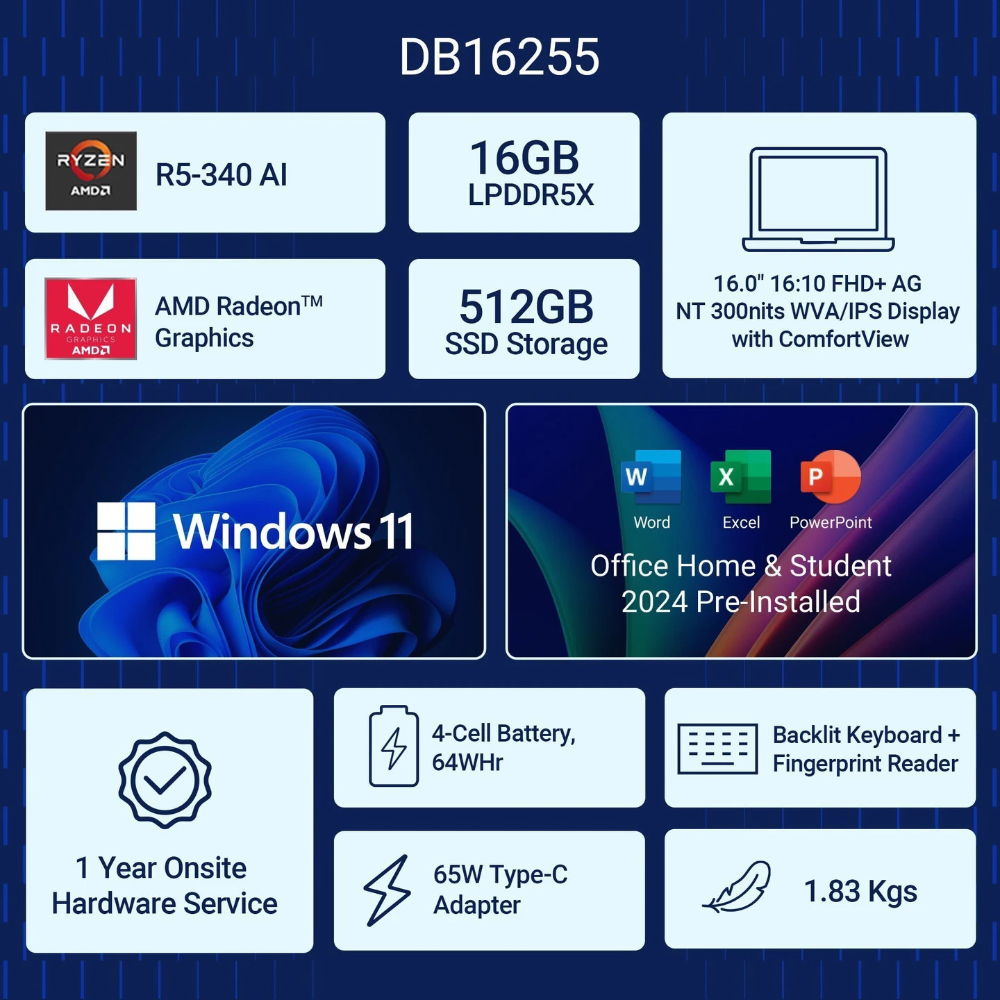 DELL 16 14 Microsoft Office Home 2024 (16 GB/512 GB SSD/Windows 11 Home)DB16255