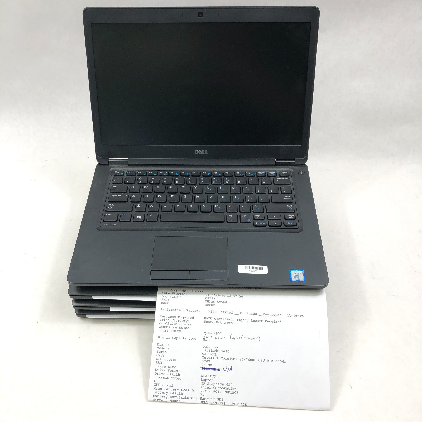 LOT OF 6 Dell Latitude Mixed Model Laptops 3470, 5480, 7480, 7490- See Listing