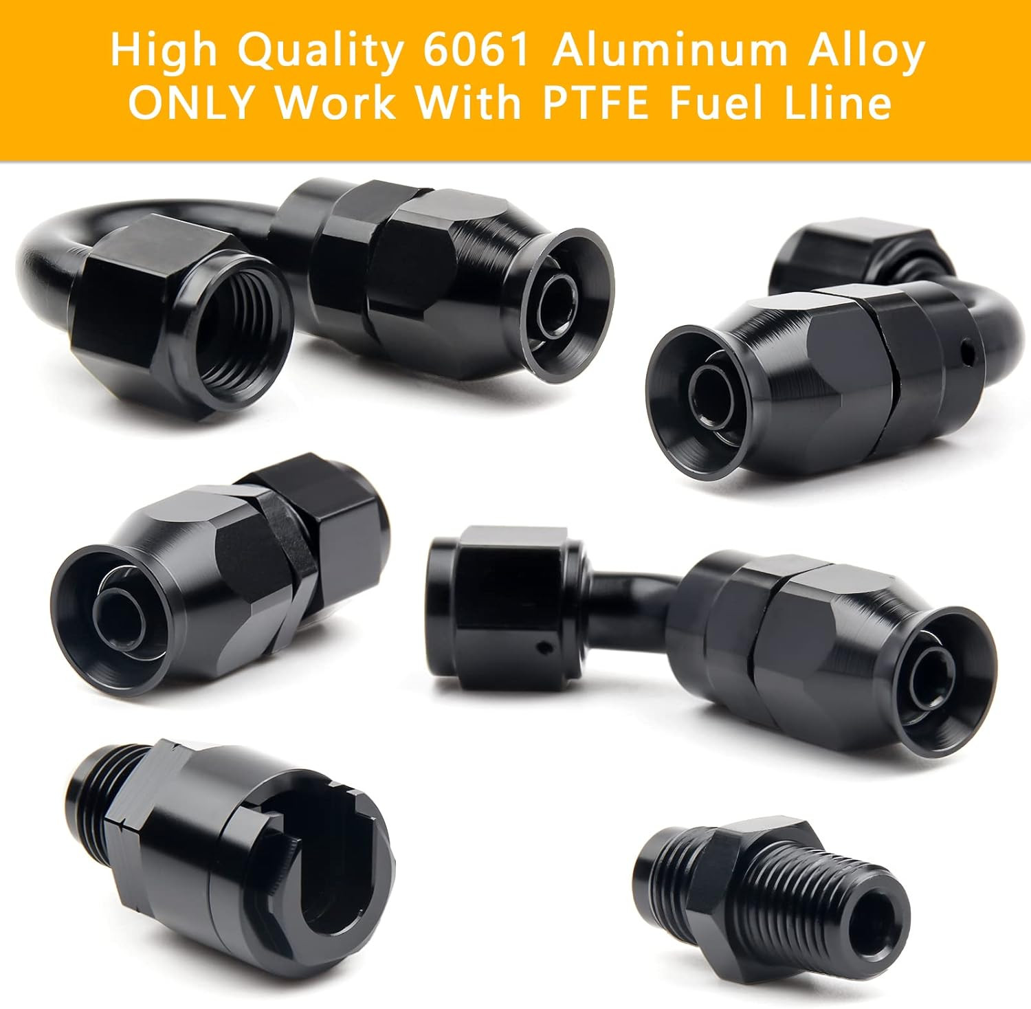 6AN PTFE Fuel Line Kit, Nylon Stainless Steel Braided Fuel Hose, LS Swap EFI E85