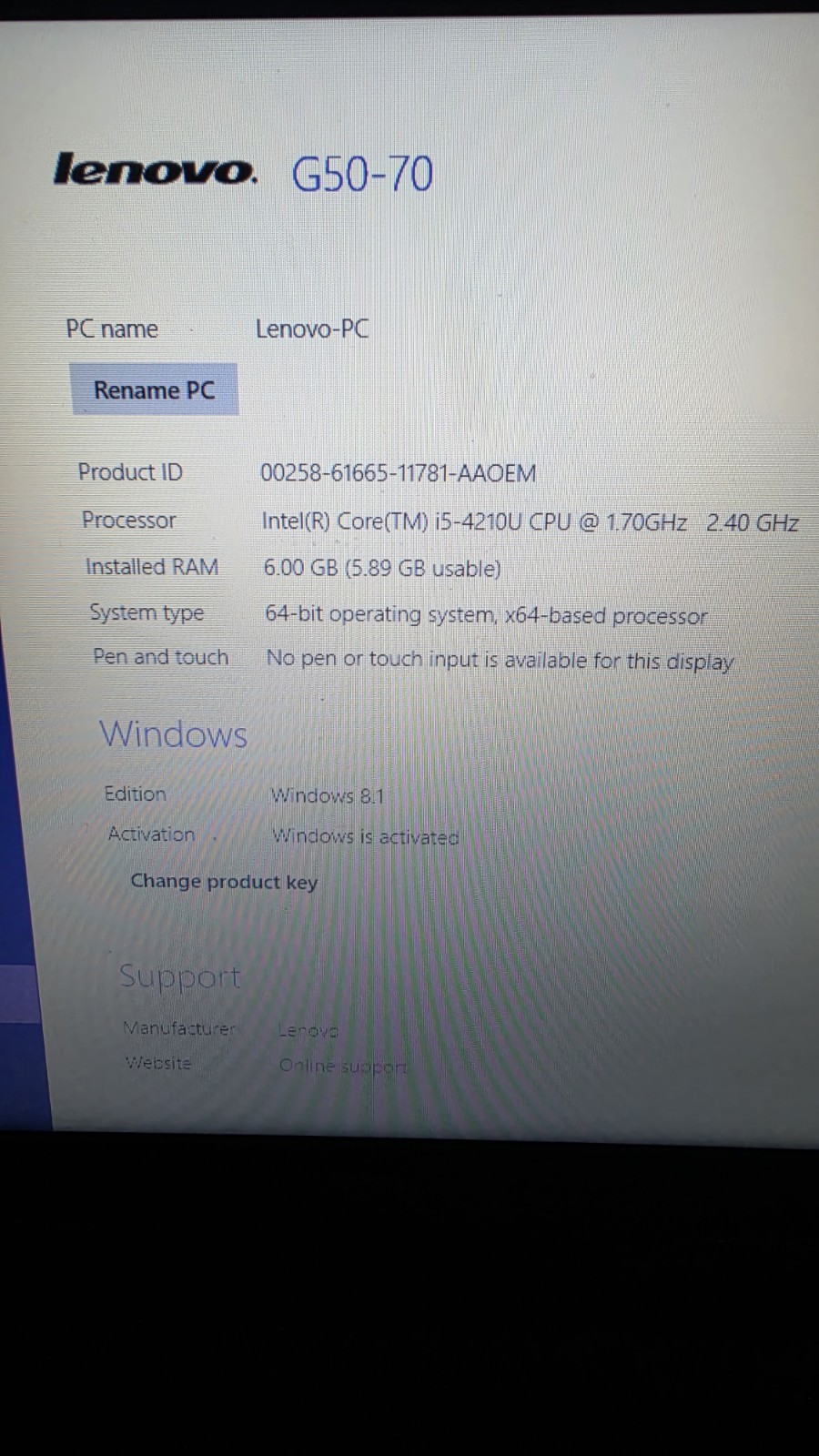 Lenovo G50-70 intel i5 1.7GHz 6Gb RAM 889GB HDD Windows 8 – Tested Works!