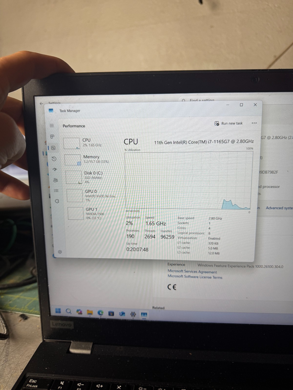 Lenovo ThinkPad P15S Gen1 i7-1165G7 16GB RAM 500GB 2GB GPU Laptop #5791