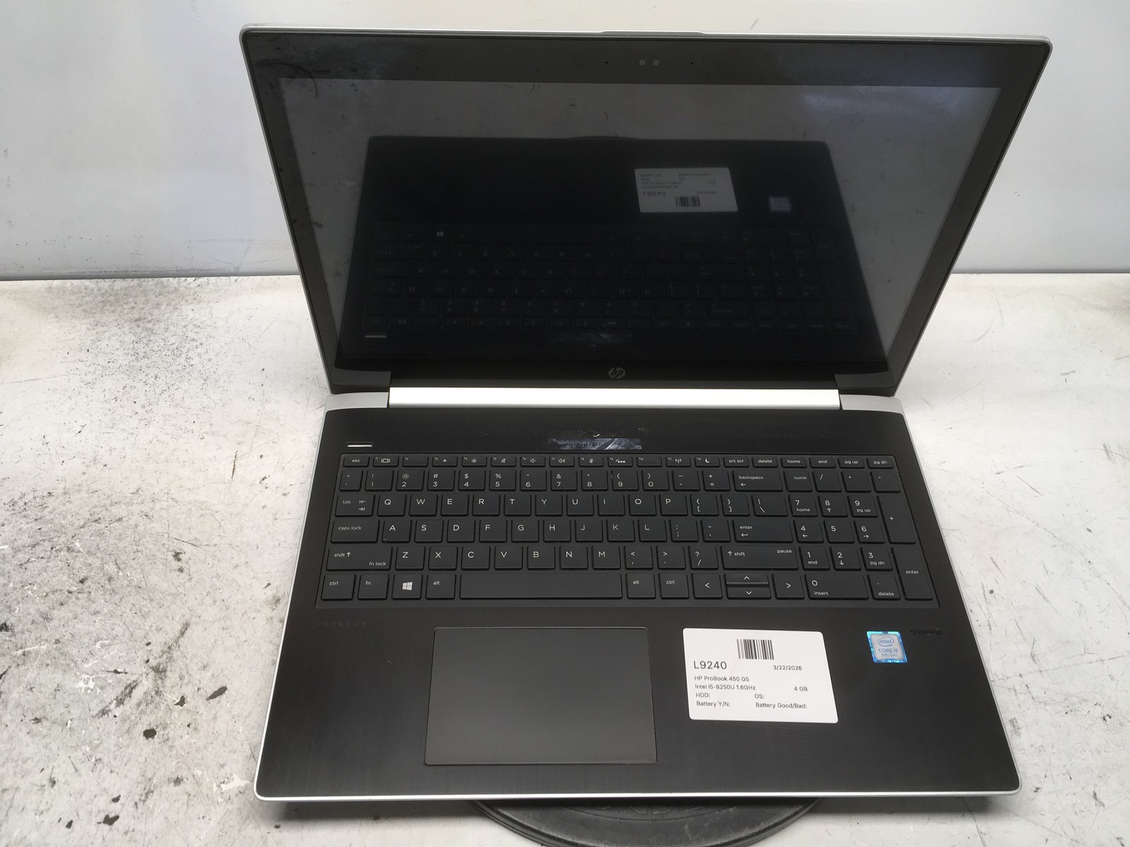 HP ProBook 450 G5 Intel i5-8250U 1.6GHz 4 GB NO HDD No Batt