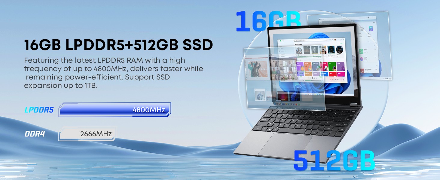 CHUWI FreeBook 2-in-1 Laptop 13.4″ 16GB/512GB, Intel N150, Win11 Touch, Backlit
