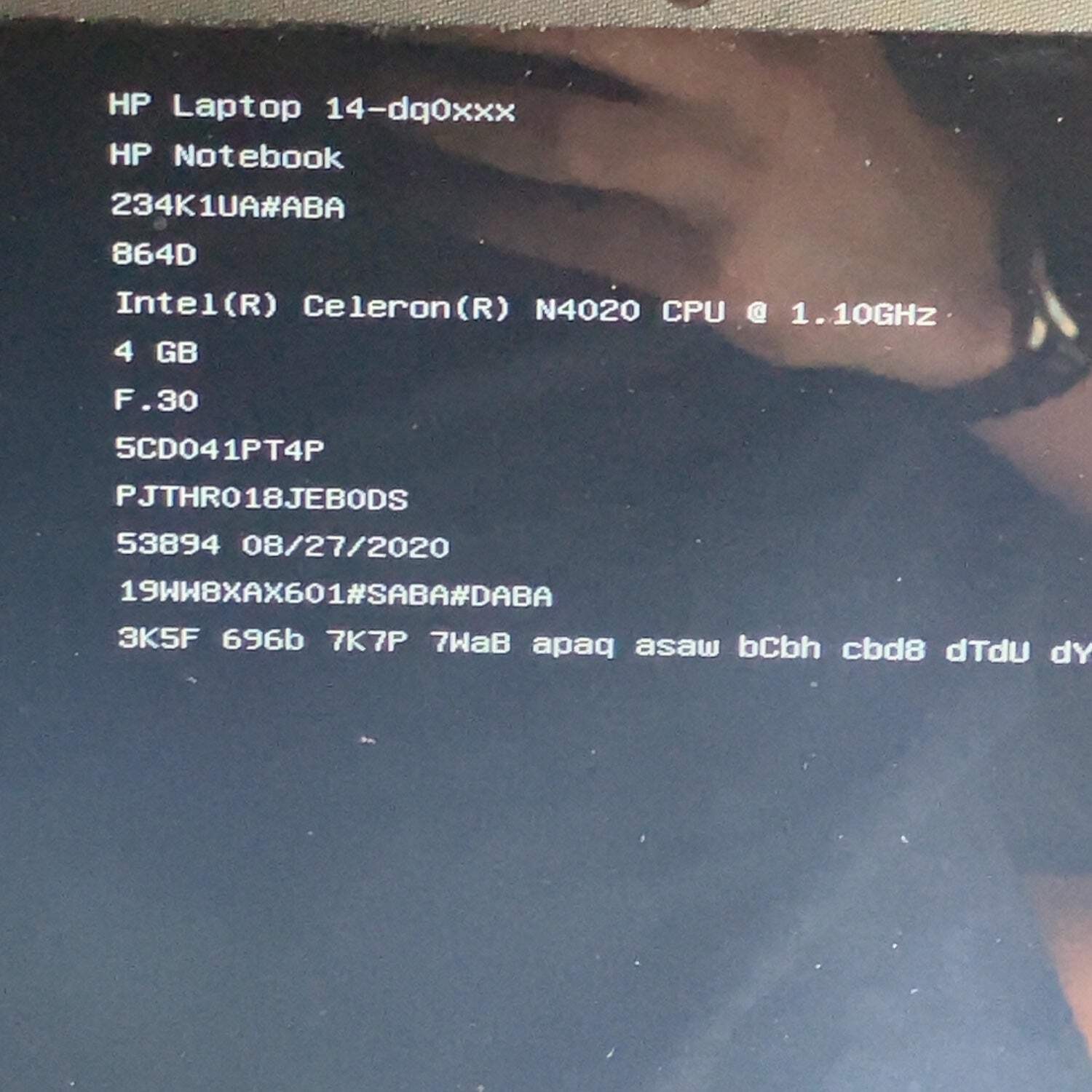 HP NoteBook 14-dq0001dx 14″ Celeron N4020 1.1GHz 4GB RAM NO SSD NO OS
