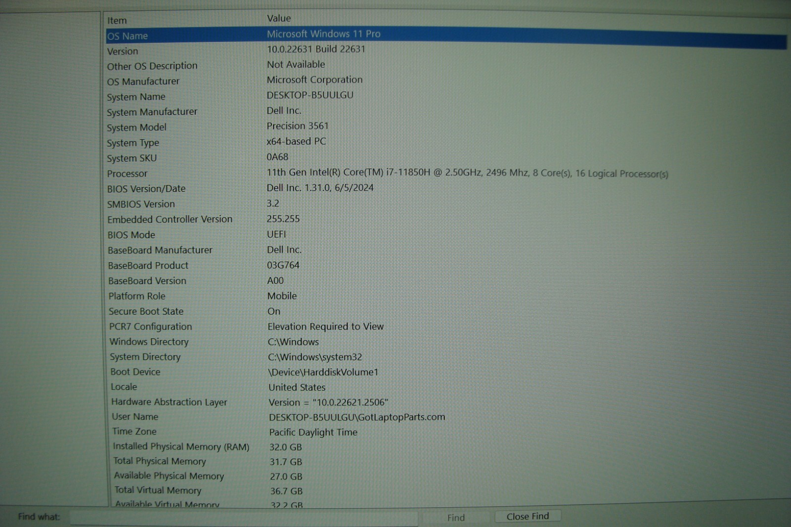 Dell Precision 3561 15.6″FHD vPro i7-11800H 2.5GHz 32GB RAM 512GB SSD NvidiaT600
