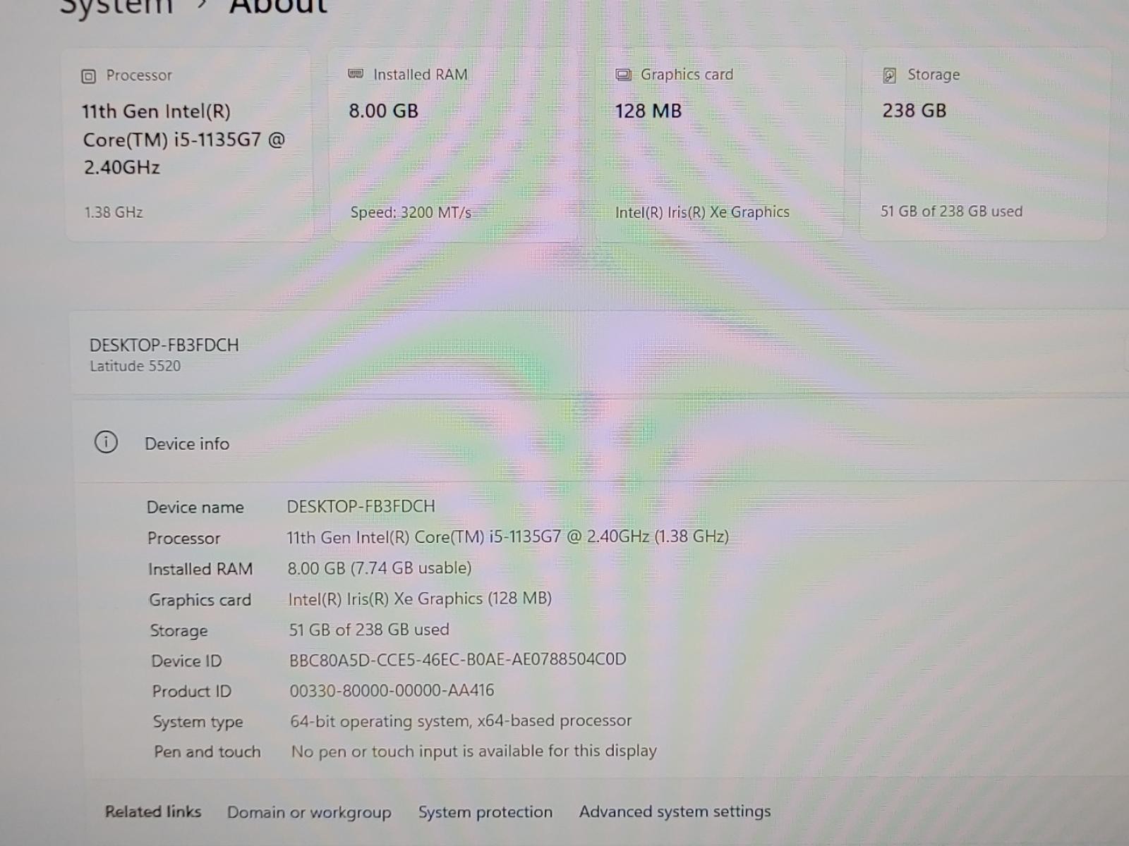 Dell Latitude 5520 15.6″ Intel i5-1135G7 8GB 256GB Win11Pro *NO A/C* ***READ****