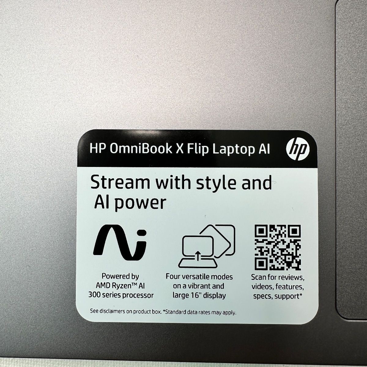 HP OmniBook X Flip 2-in-1 Laptop, 16″ 2K Touch, Ryzen AI 5 340, 16GB, 512GB SSD
