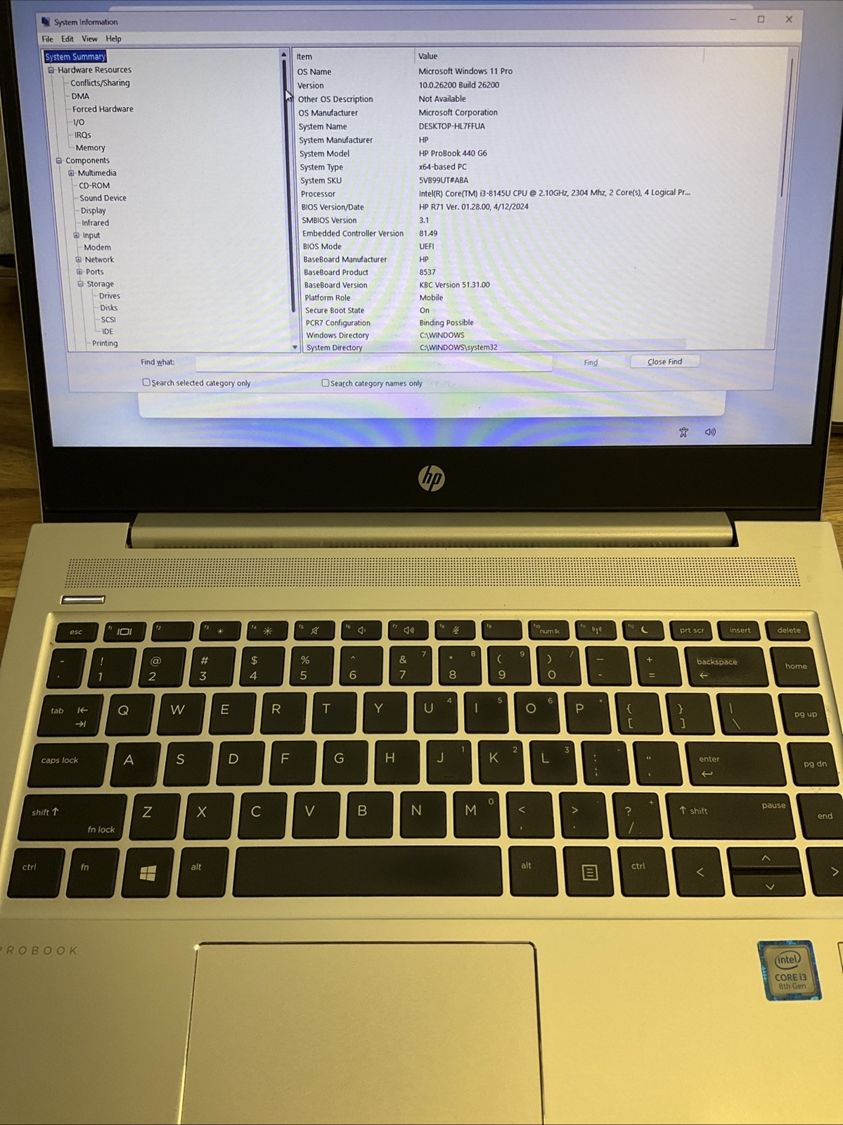 HP PROBOOK 440 G6 INTEL CORE I3-8145U 2.10GHZ 8GB RAM 128gb Ssd