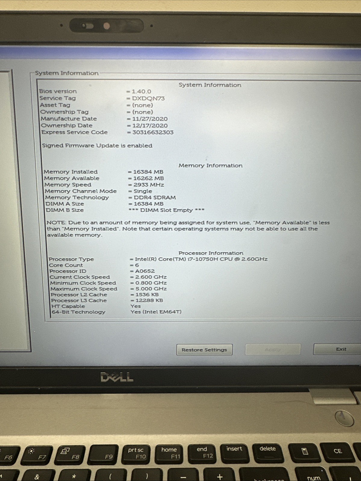 Dell Precision 3551 Intel Core i7-10750H 16GB RAM Fair battery No HDD/OS