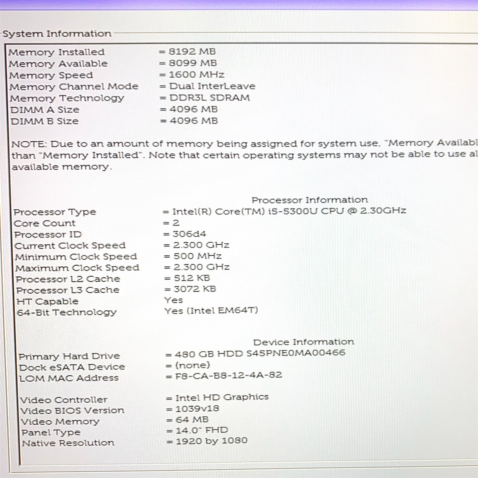 Dell Latitude E7450 14″ FHD Laptop Intel i5-5300U 2.30GHz 8GB 480GB SSD Win 10