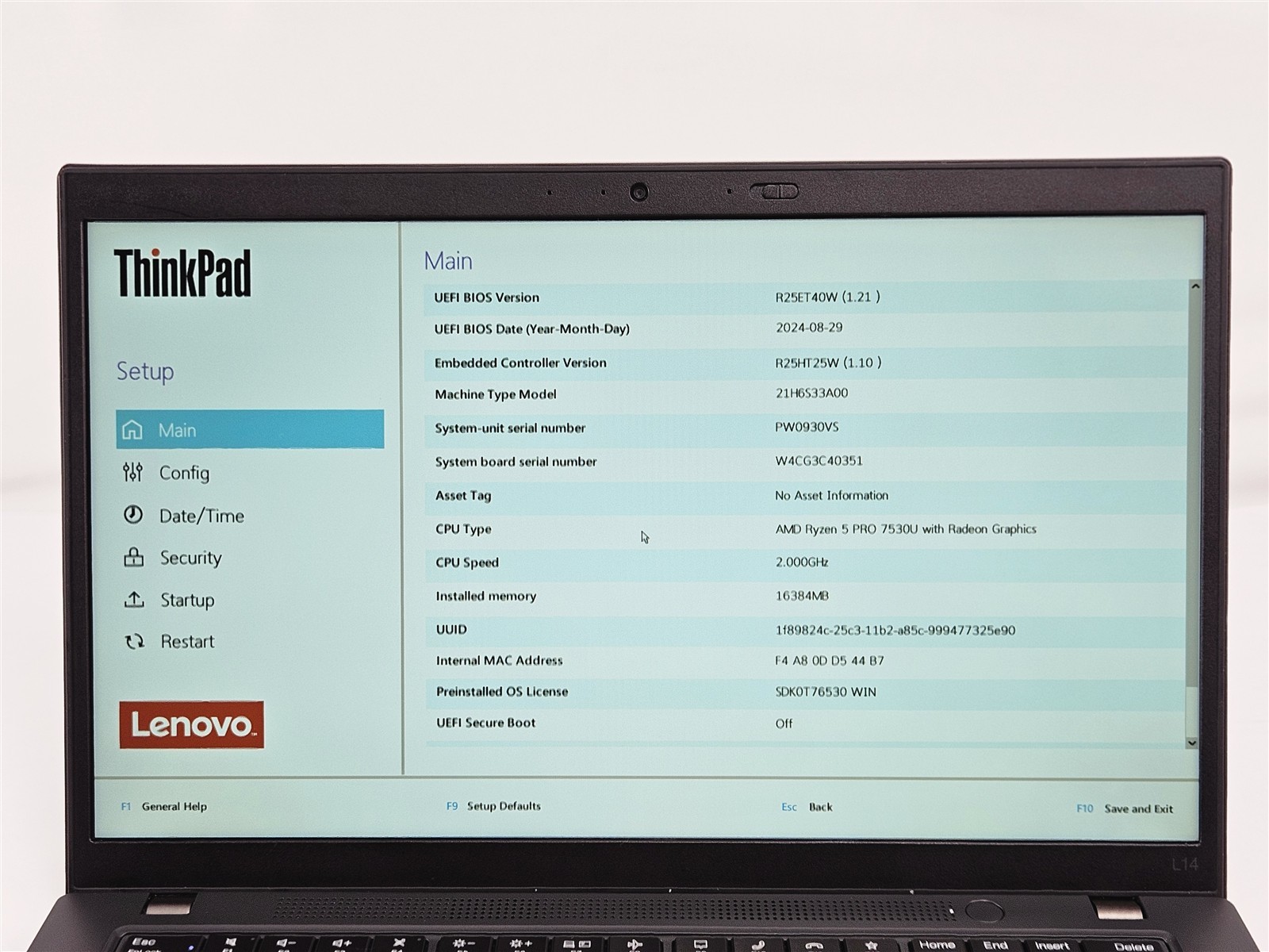Lenovo ThinkPad L14 Gen 4 Ryzen 5 Pro 7530U 14″ 2.0GHz 16GB 256GB SSD Radeon