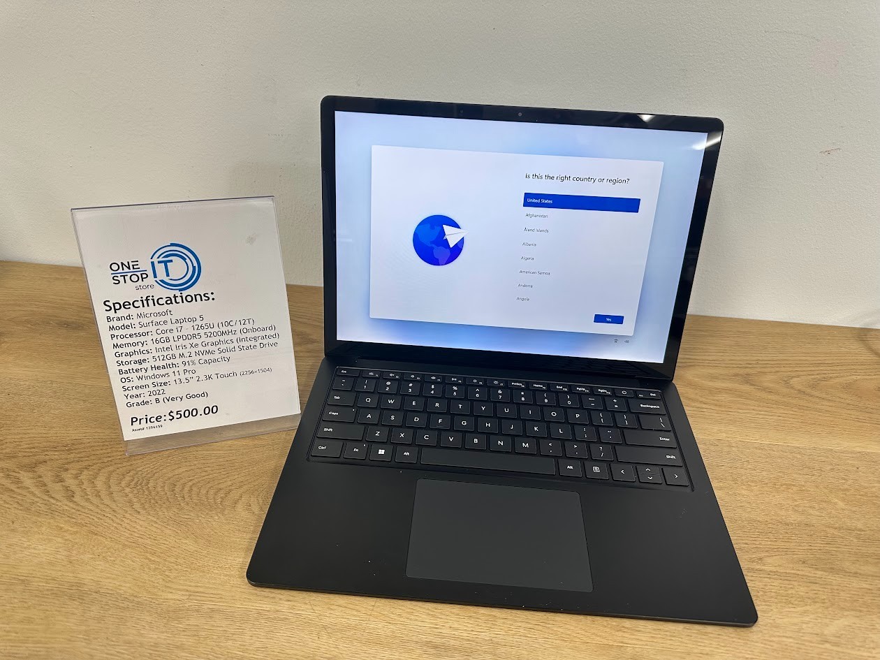 Microsoft Surface Laptop 5 Core i7 1265U, 16GB LPDDR5 Intel Iris Xe, 512GB SSD