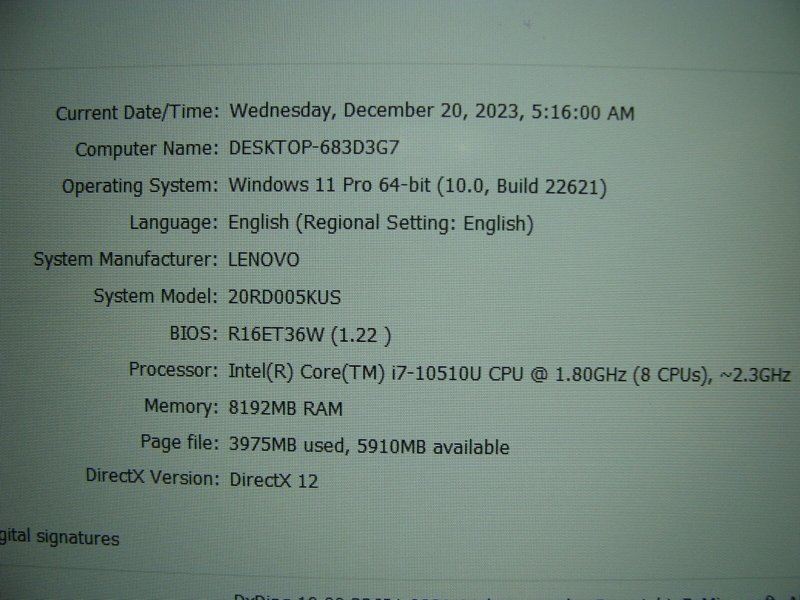 88% Battery Grade B Lenovo Thinkpad E15 Intel i7-10510U 2.3Ghz 8GB RAM 256GB SSD