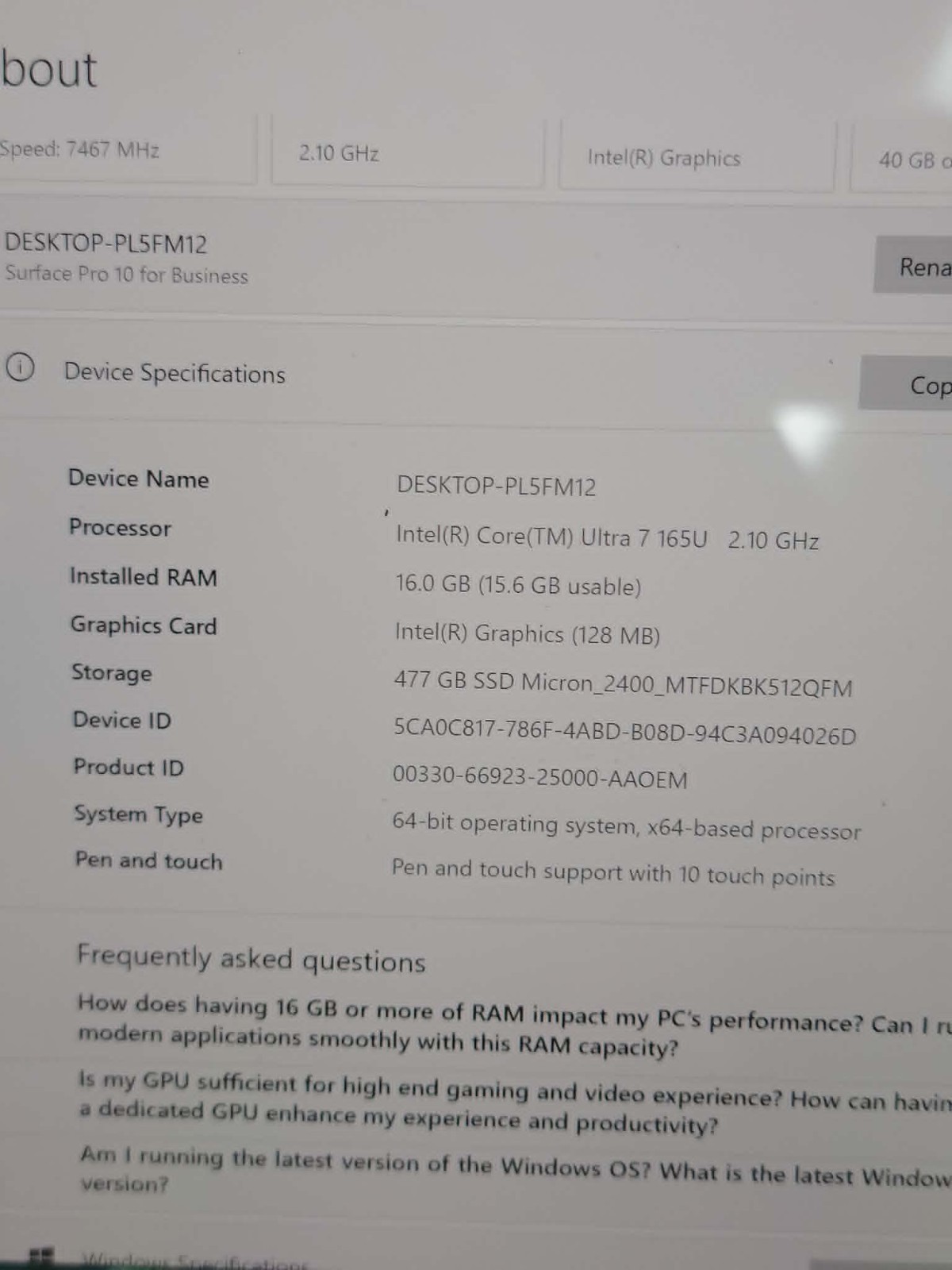 Microsoft Surface Laptop 7 13.8″ 2079 Ultra 7 165U 2.10GHz 16GB LPDDR5X 512GB