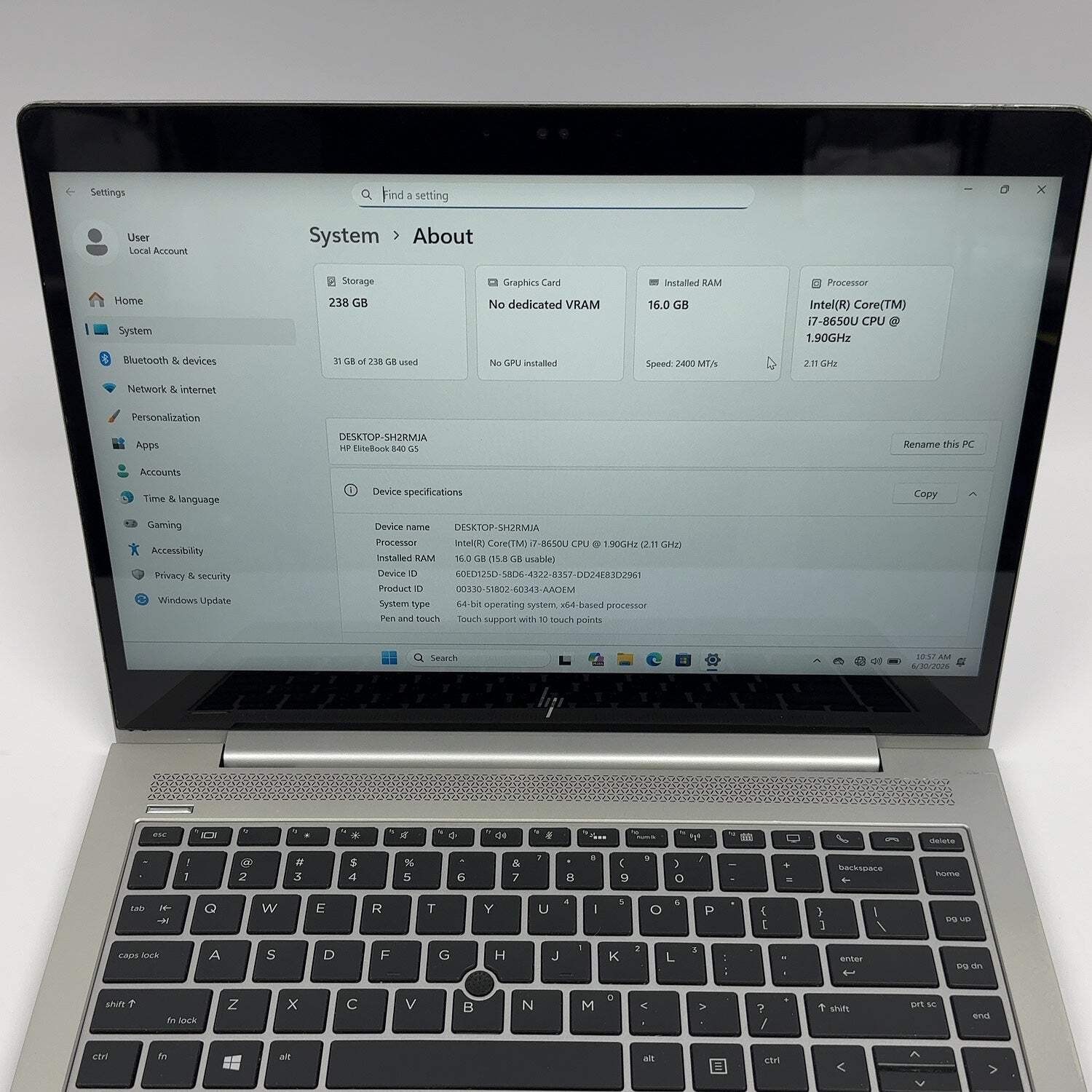HP EliteBook 3RF07UT#ABA 13.9″ i7-8650U 1.9GHz 16GB RAM 250GB SSD