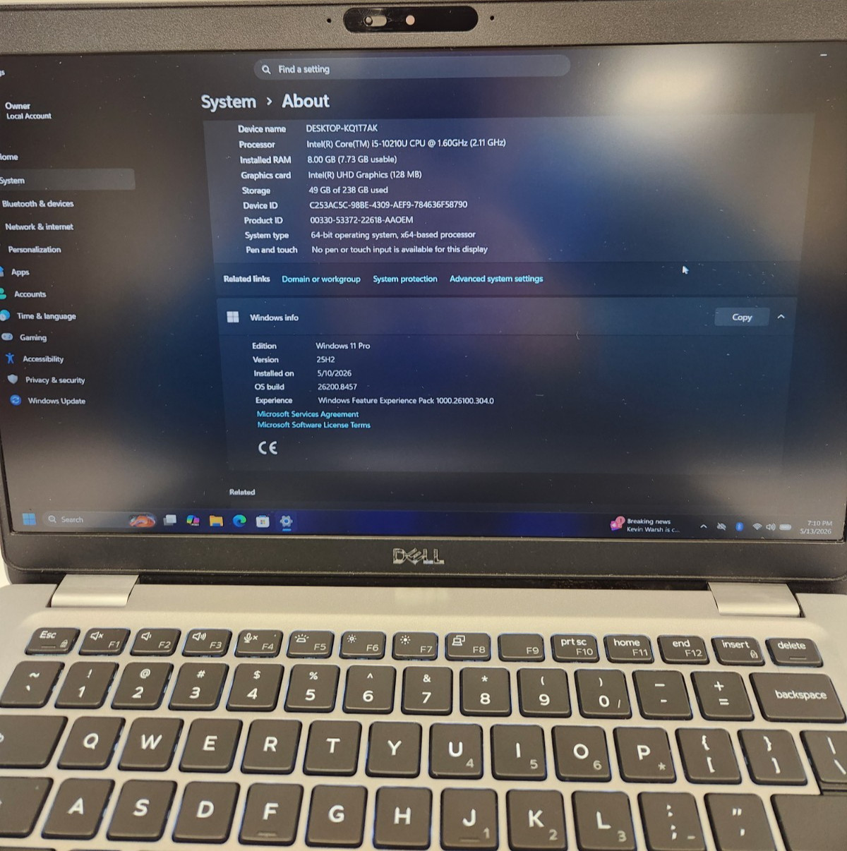 Dell LATITUDE 5310 Core i5-10210U, 8GB RAM, 256GB NVME, Win11 PRO #0483