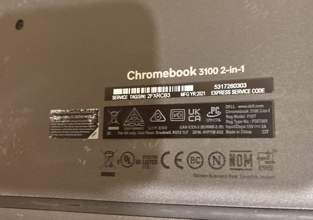 Dell Chromebook 3100 2-in-1 Touchscreen Laptop Tested Working Good Condition No