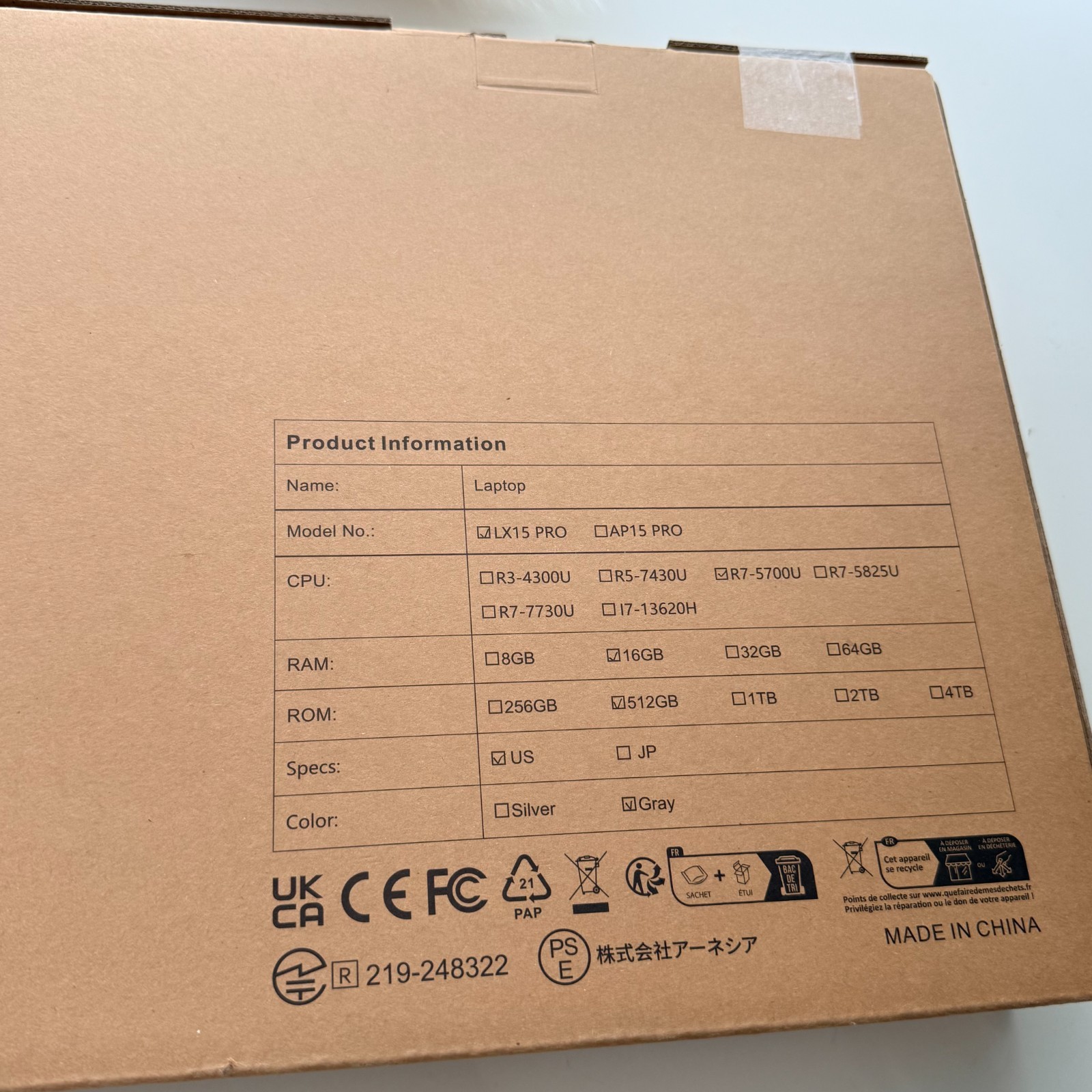 ACEMAGIC LX15PRO 15.6“FHD Display AMD Ryzen 7 5700U (8C/16T) Laptop/Grey